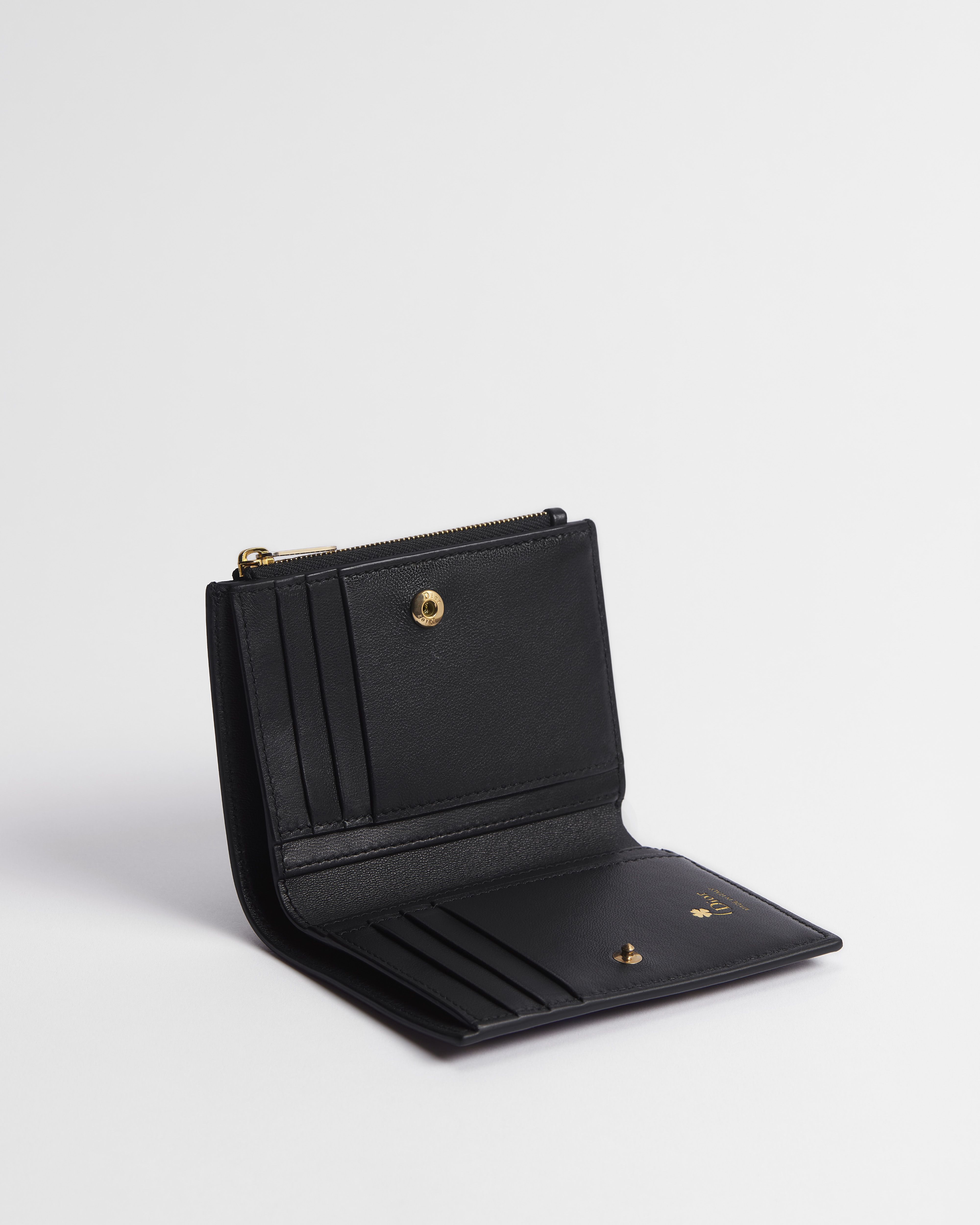 Dioramour Dior Dahlia Wallet Black Lambskin Printed with Multicolor Revolution Flowers Motif E07