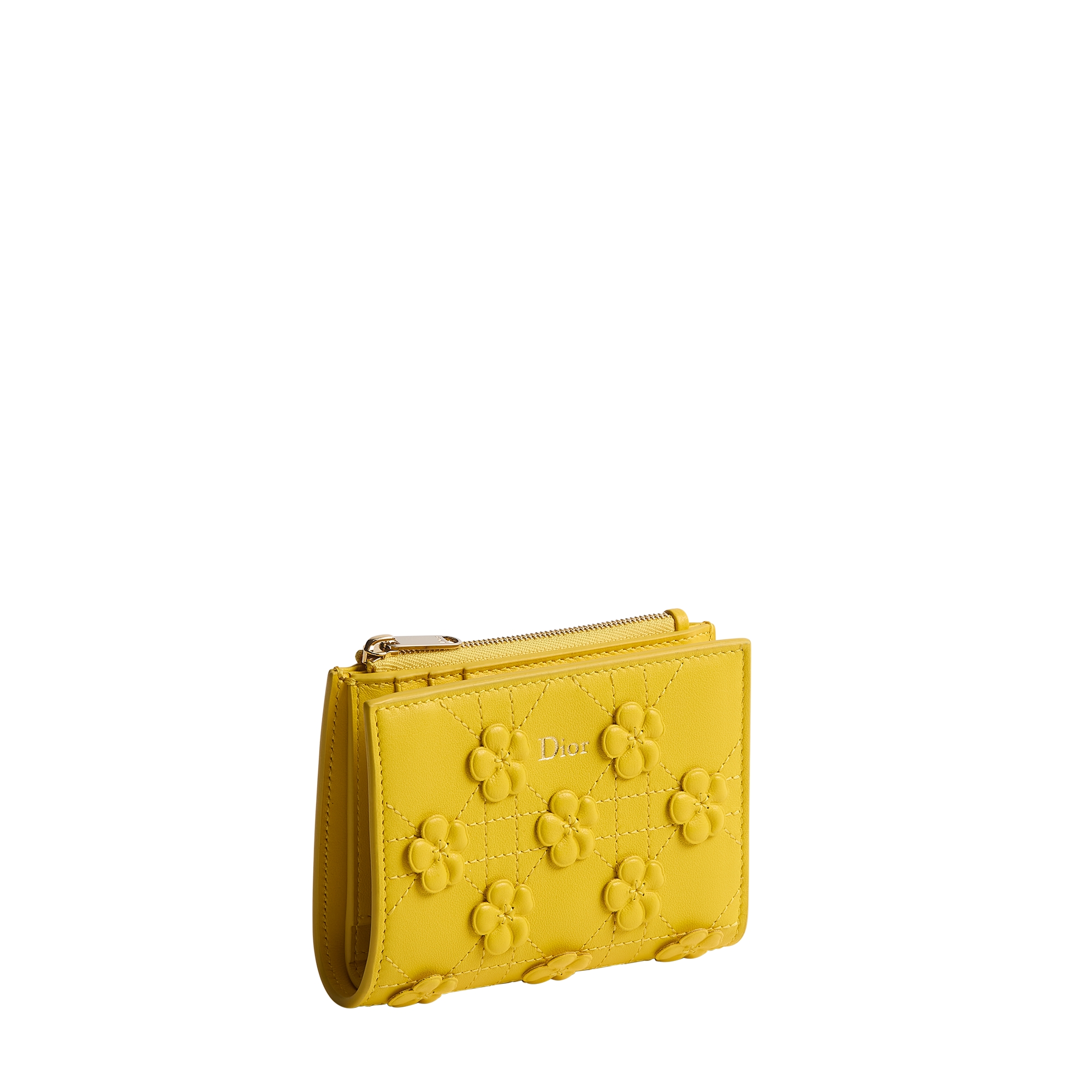 Dior Jardin Dahlia Wallet Dior Buttercup Embroidered Cannage Lambskin E03