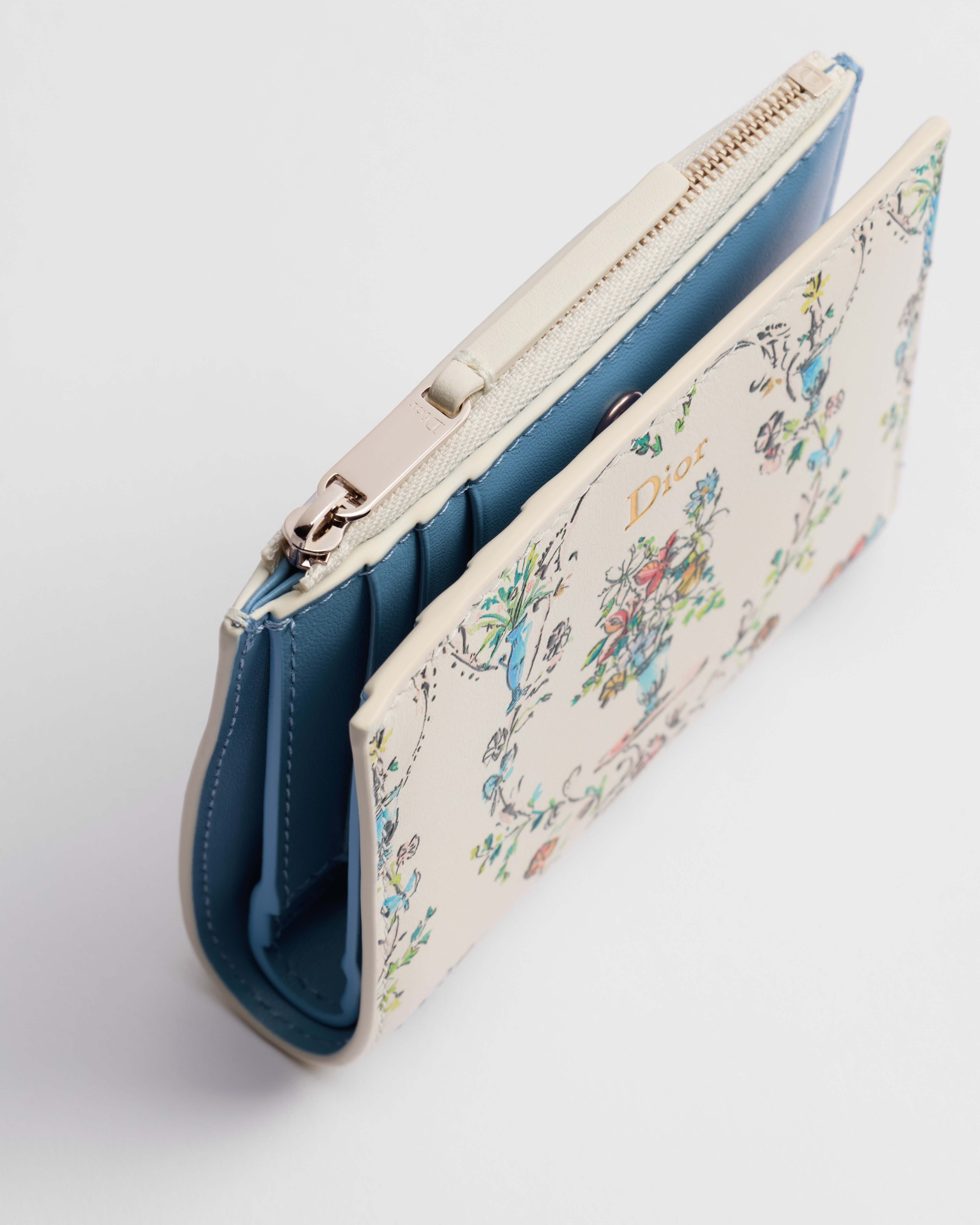 Dioriviera Dior Dahlia Wallet Latte Calfskin with Multicolor Dior