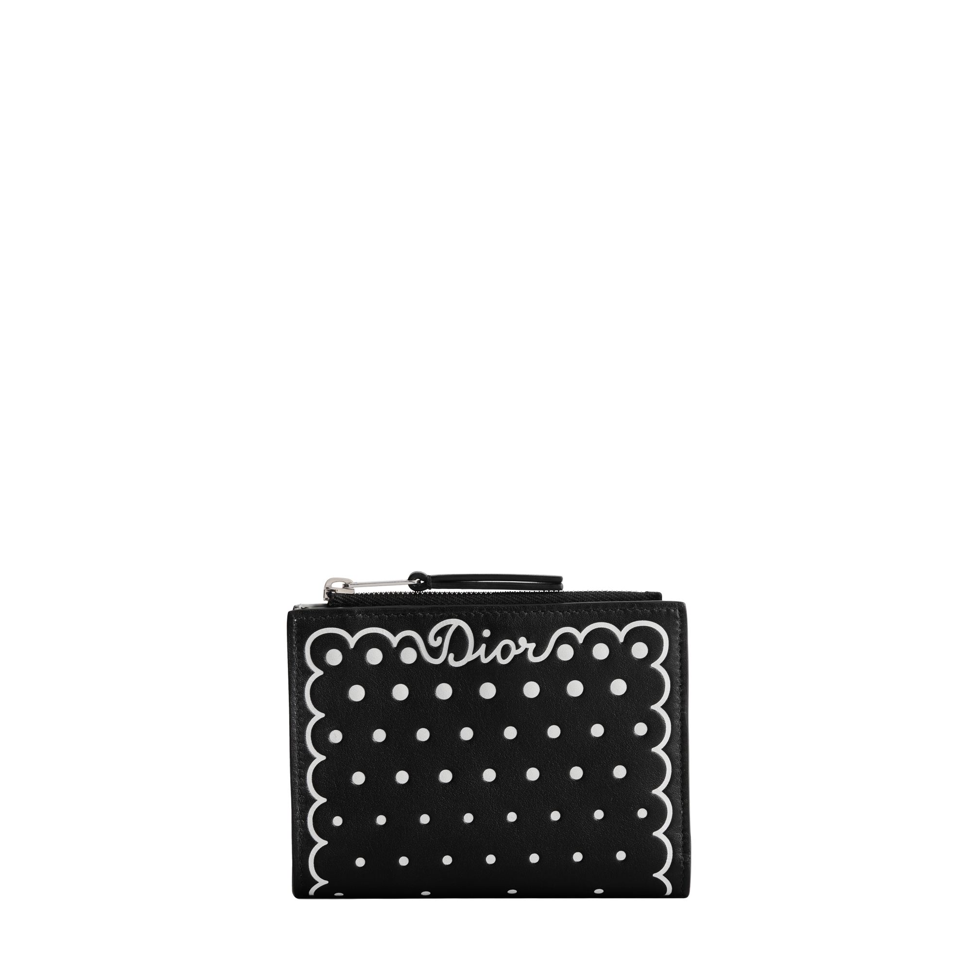  Black Calfskin with White Printed and Debossed PolkaDior