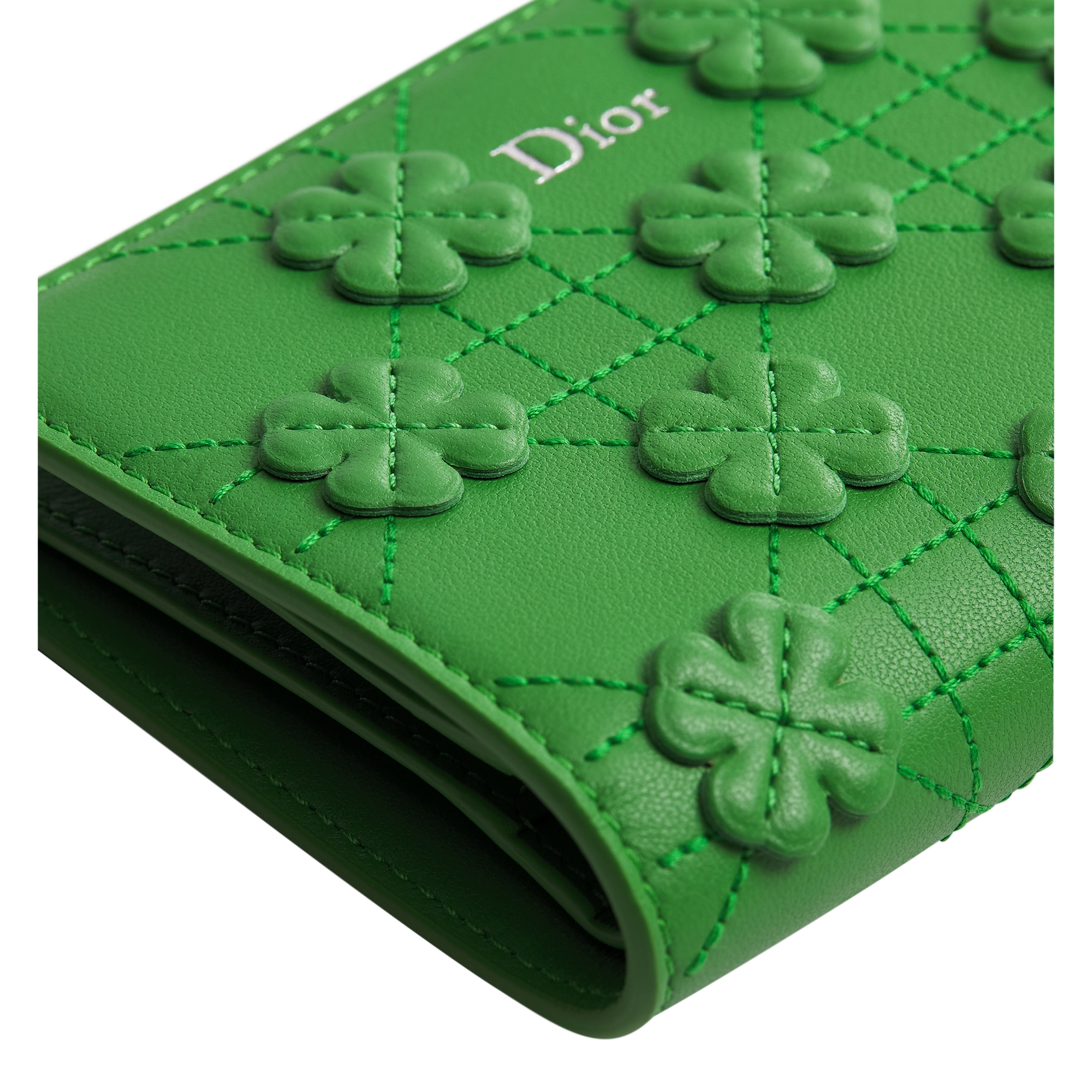 Dior Jardin Dahlia Wallet Dior Clover Embroidered Cannage Lambskin E09