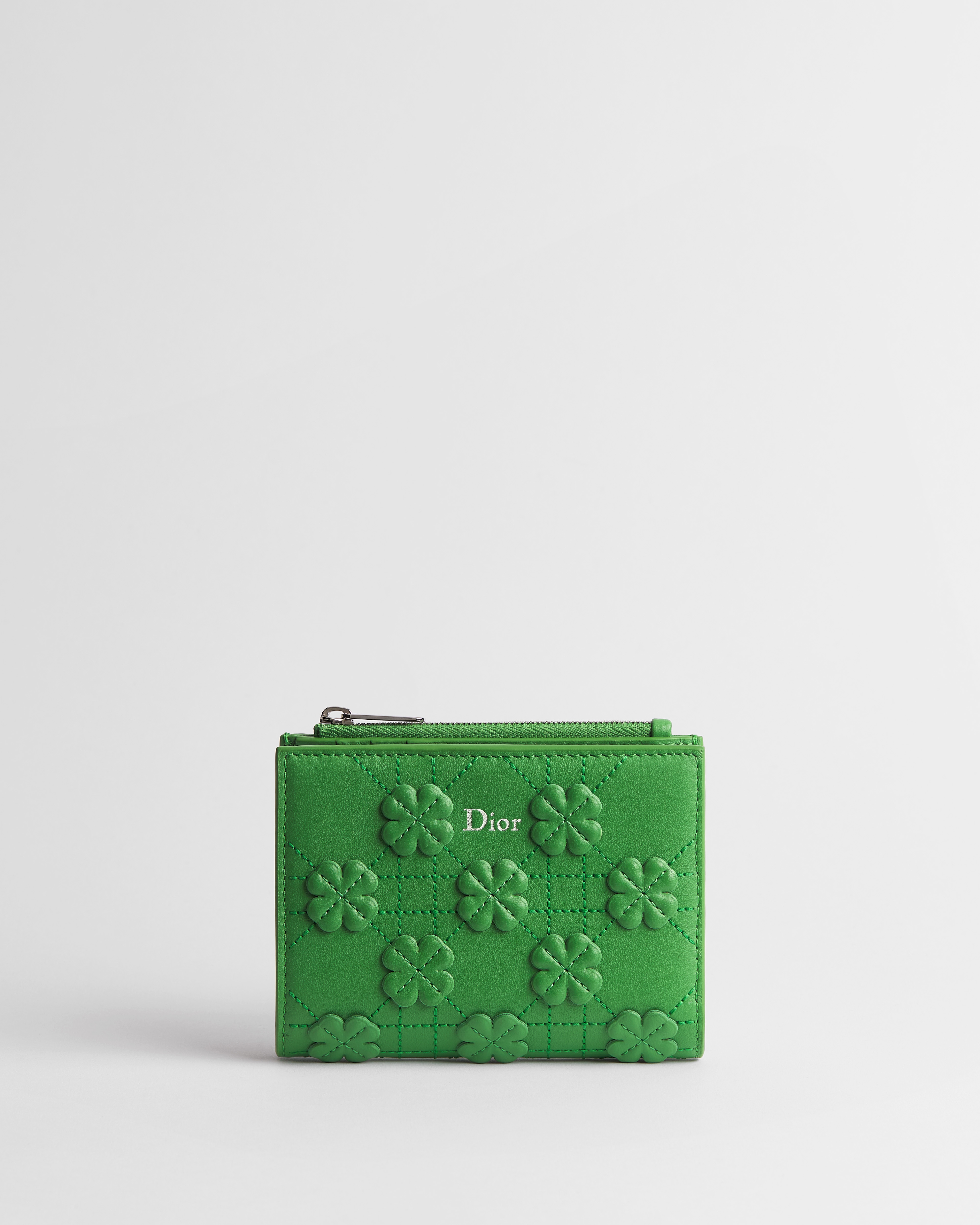 Dior Jardin Dahlia Wallet Dior Clover Embroidered Cannage Lambskin E01