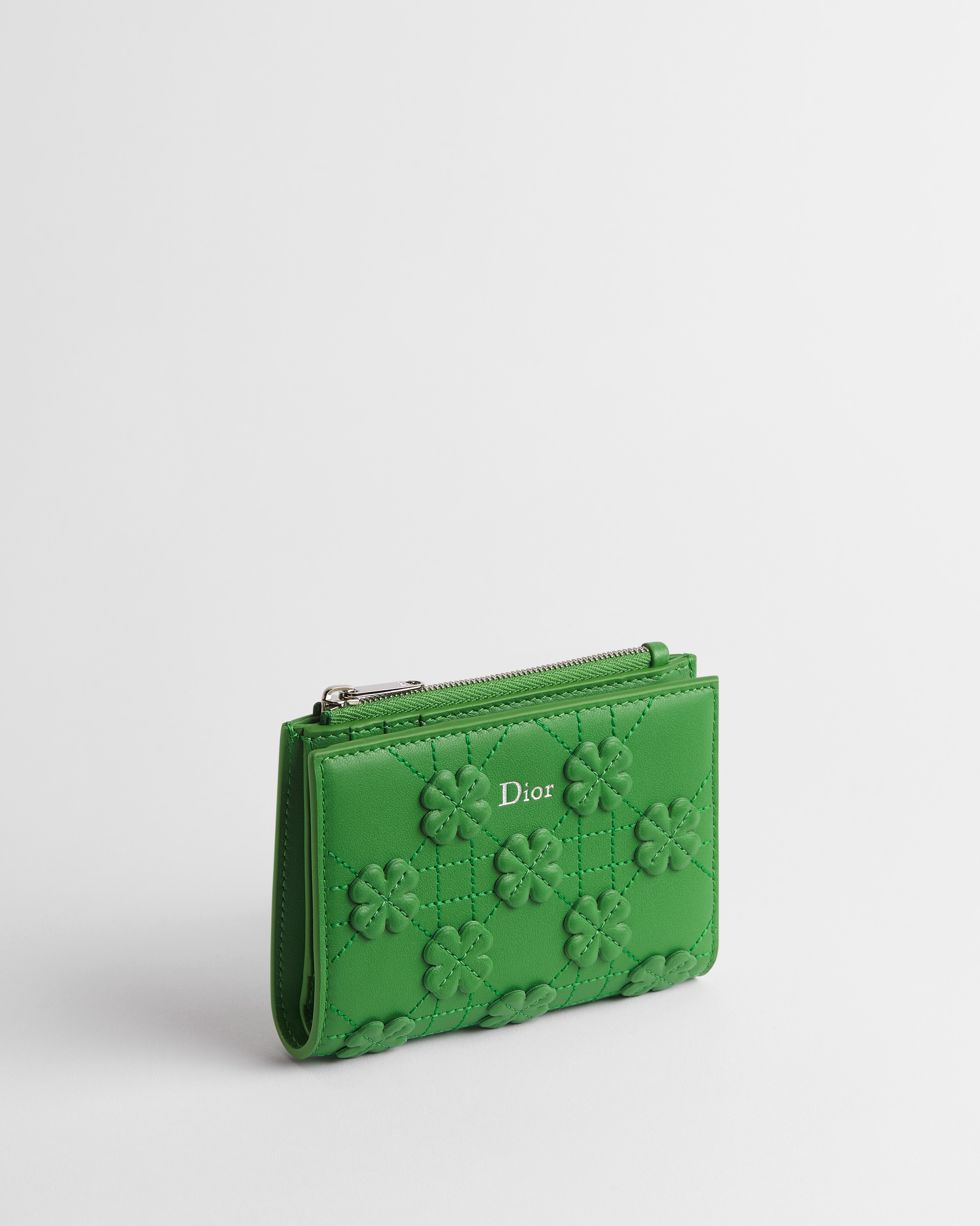 Dior Jardin Dahlia Wallet Dior Clover Embroidered Cannage Lambskin E03