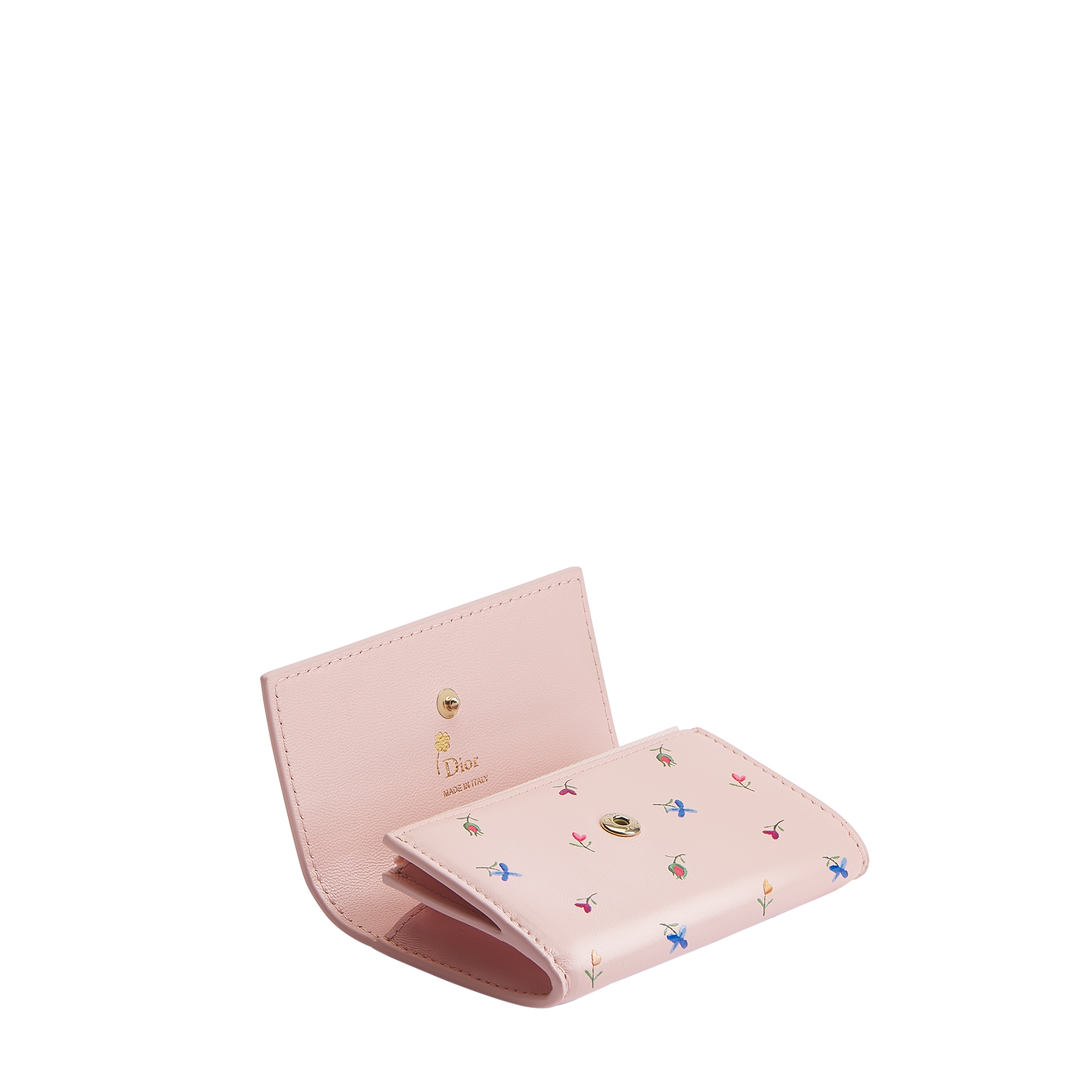 Dioramour Dior Glycine Wallet Rose Soupir Lambskin Printed with Multicolor Revolution Flowers Motif E06