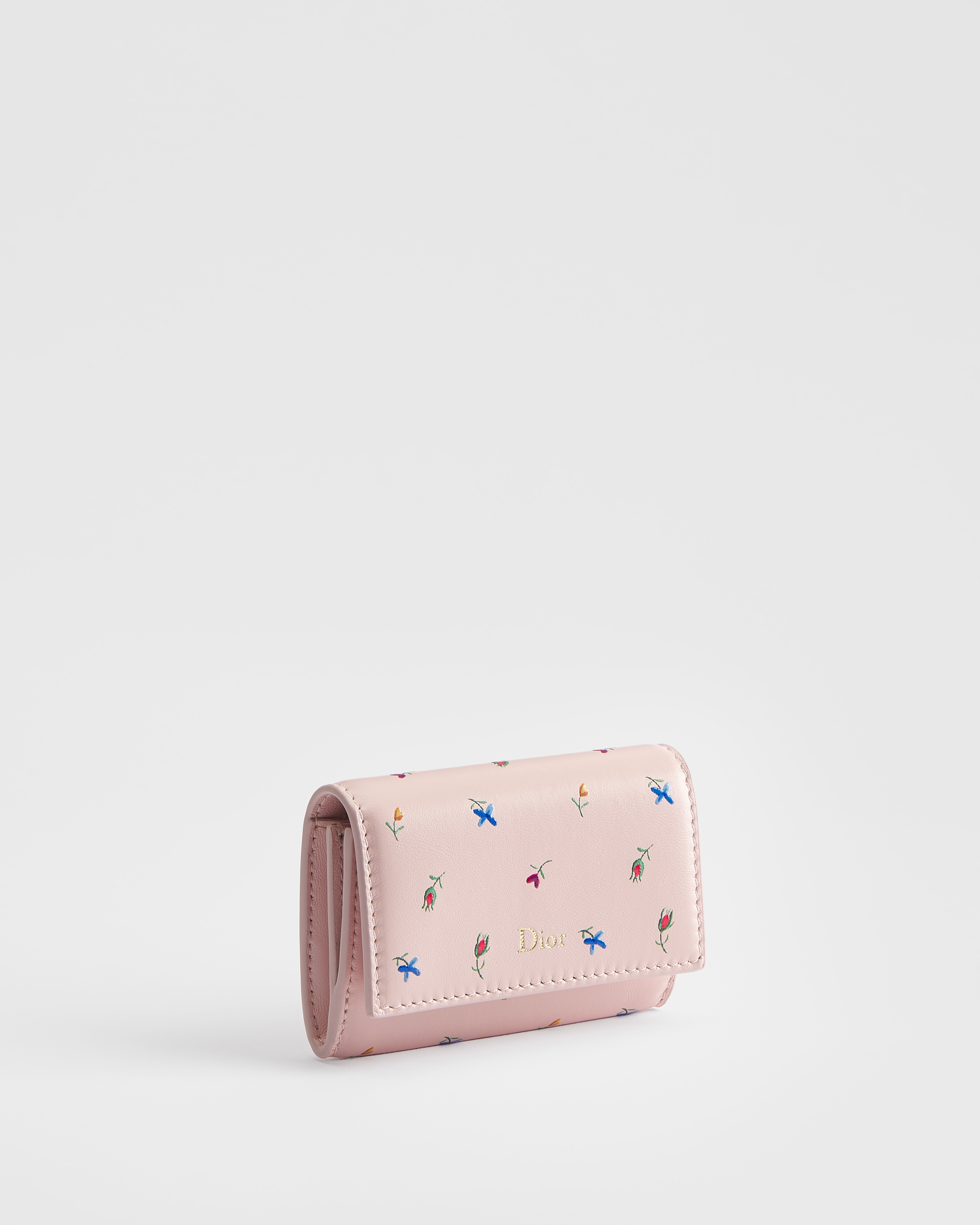 Dioramour Dior Glycine Wallet Rose Soupir Lambskin Printed with Multicolor Revolution Flowers Motif E03