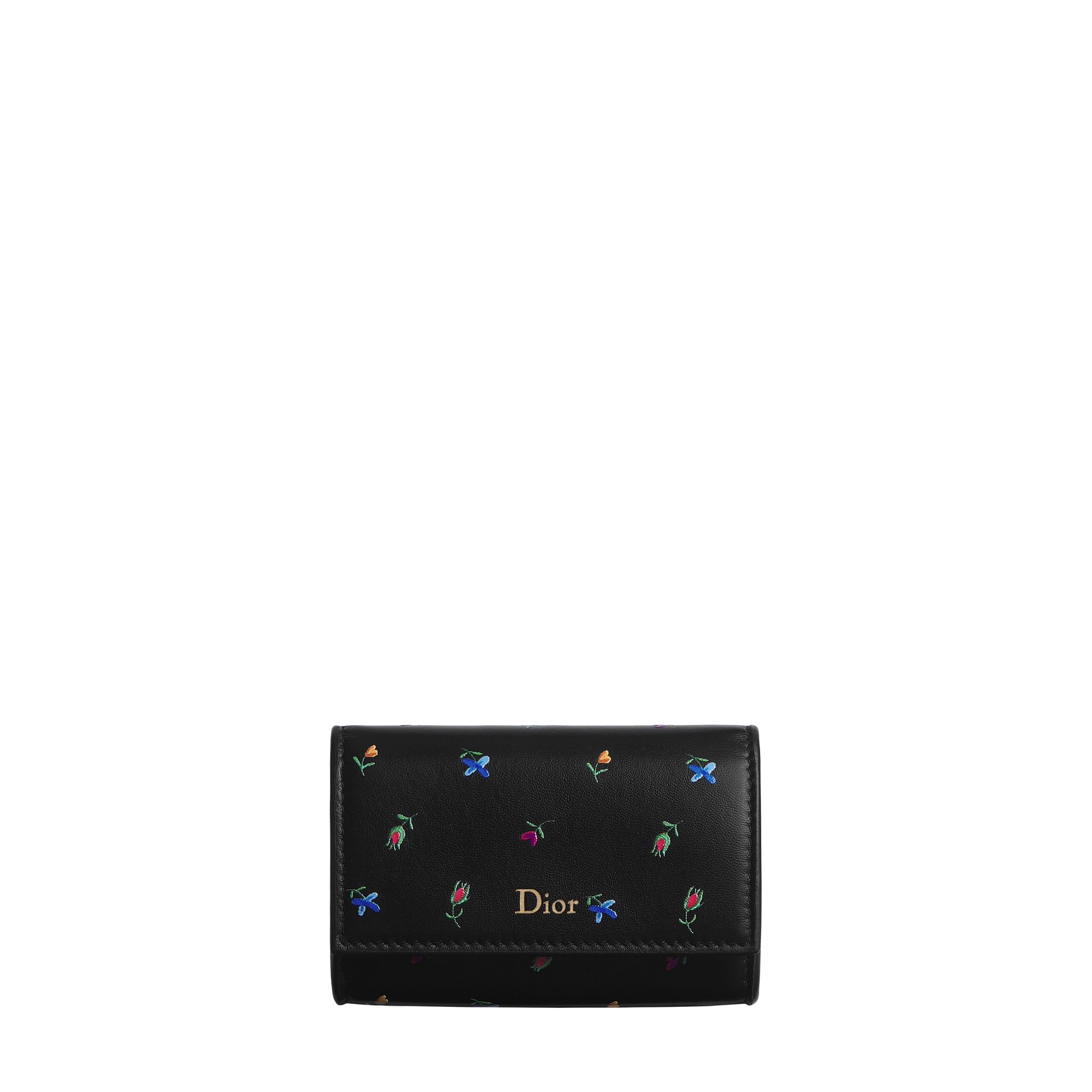  Black Lambskin Printed with Multicolor Revolution Flowers Motif