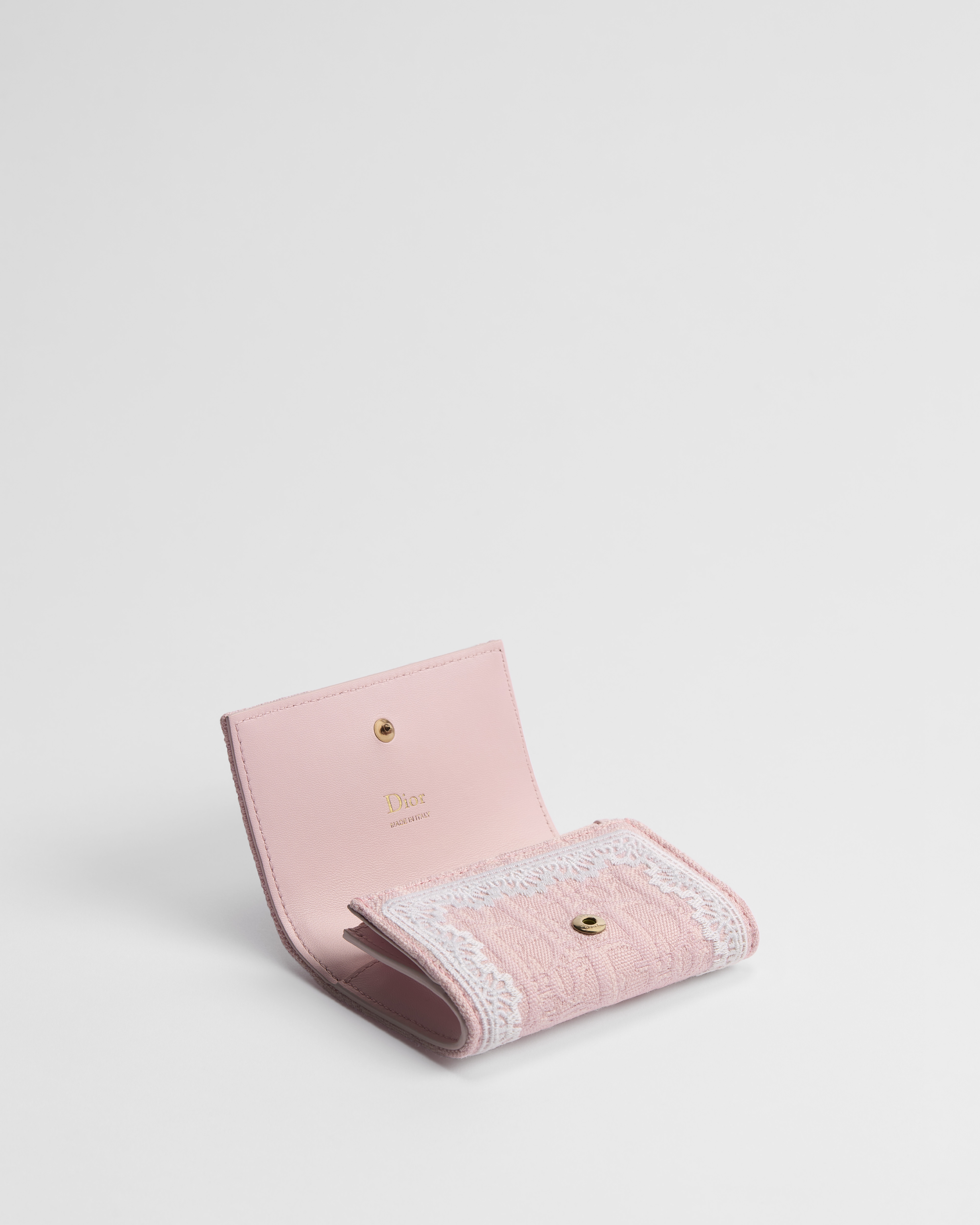 Dior Oblique Glycine Portemonnaie Dior Oblique Jacquard in Rose Soupir und Spitze in Ecru E06