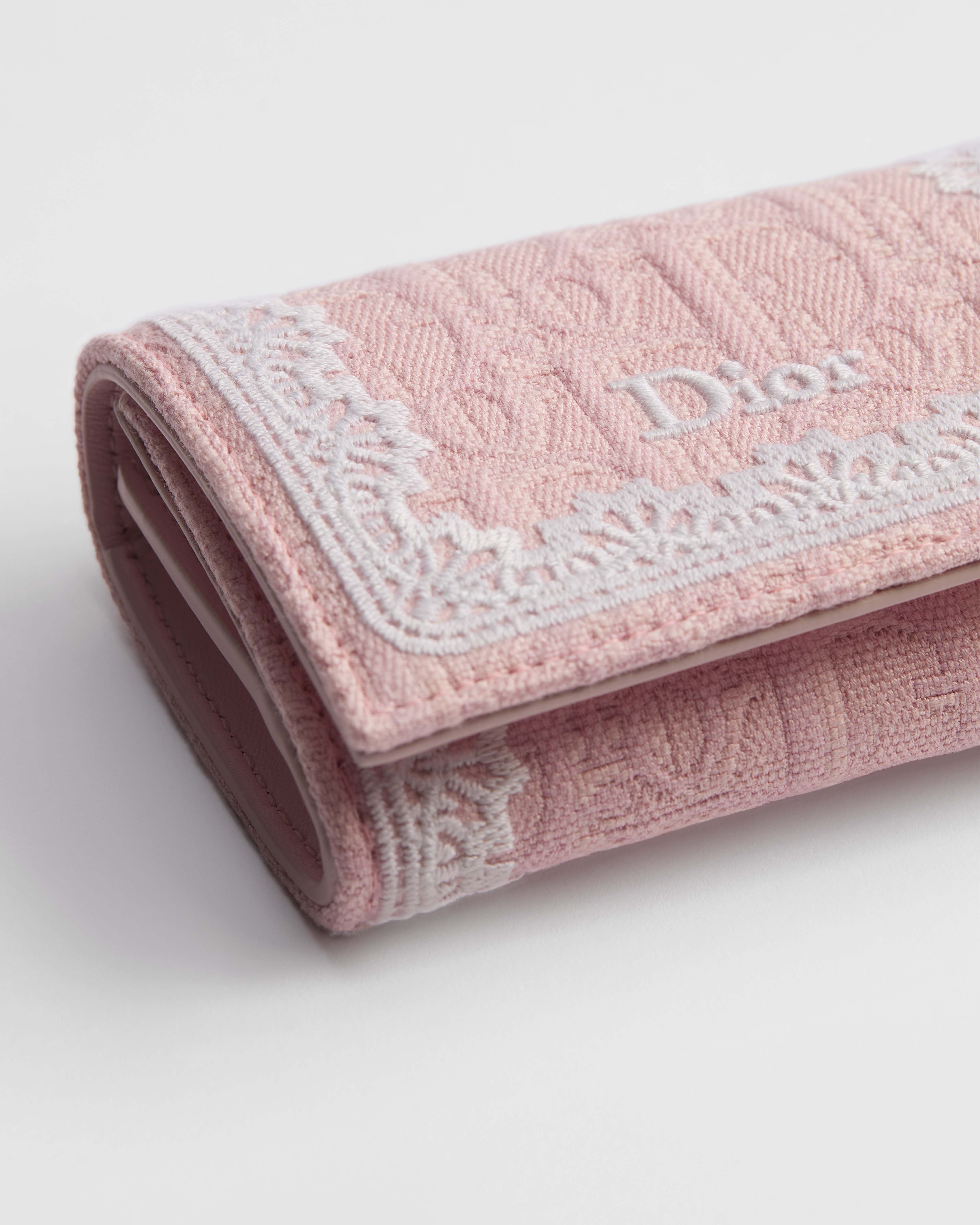 Dior Oblique Glycine Wallet Pink Fairytale Dior Oblique Jacquard and Ecru Lace E09