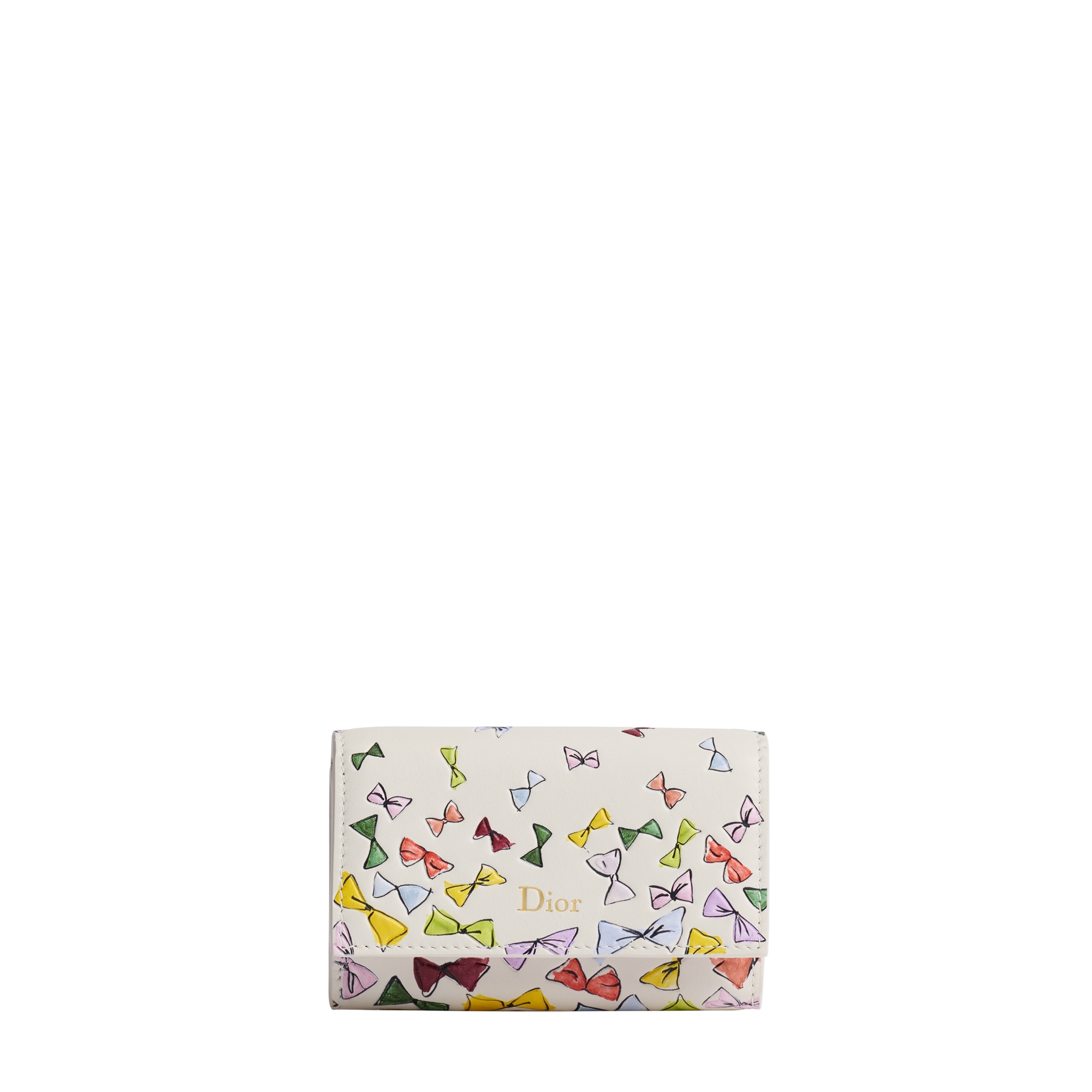 Dioriviera Dior Glycine Wallet Latte Calfskin with Multicolor Dior Bows Print E01