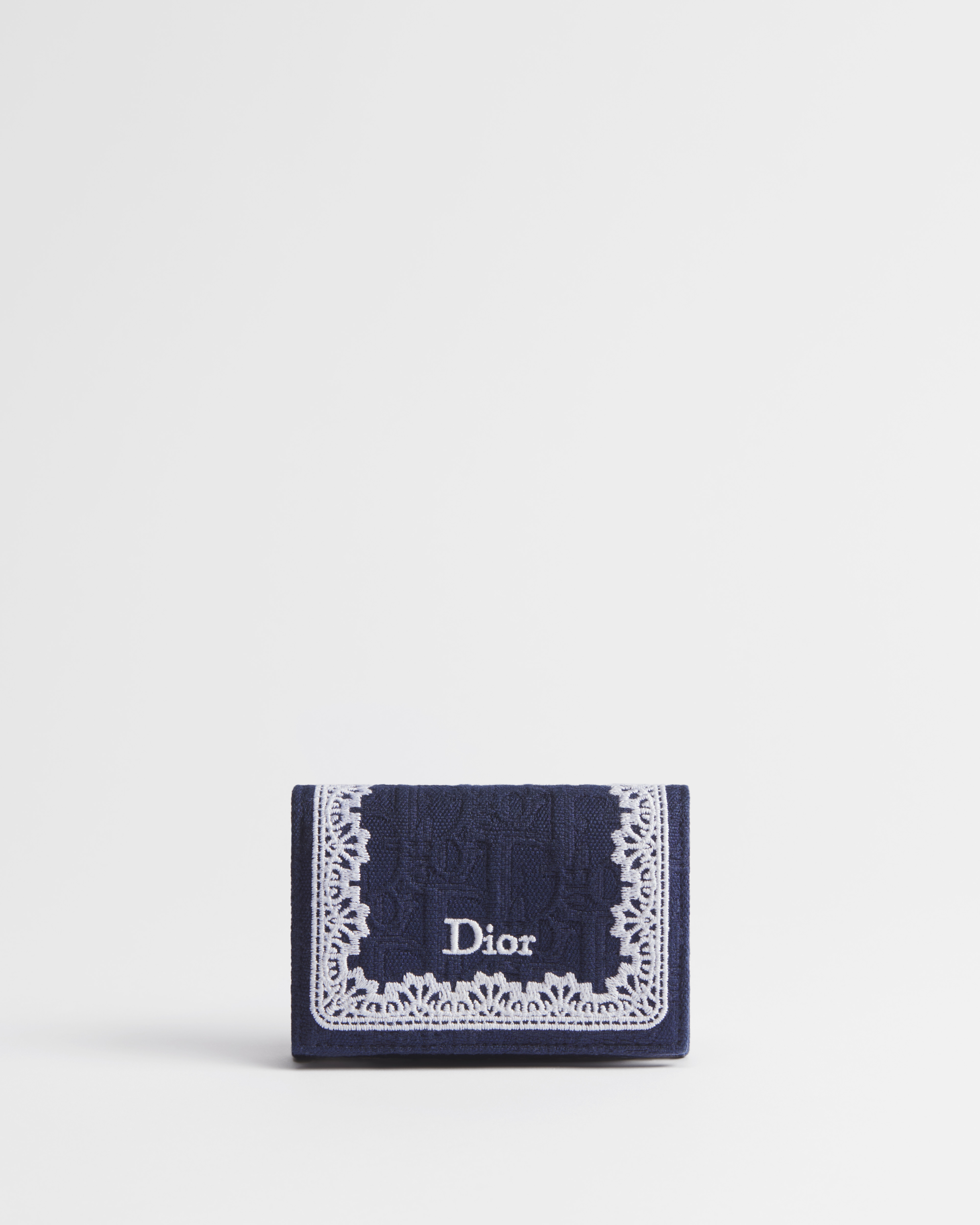 Dior Oblique Glycine Wallet Blue Dior Oblique Jacquard and White Lace E01