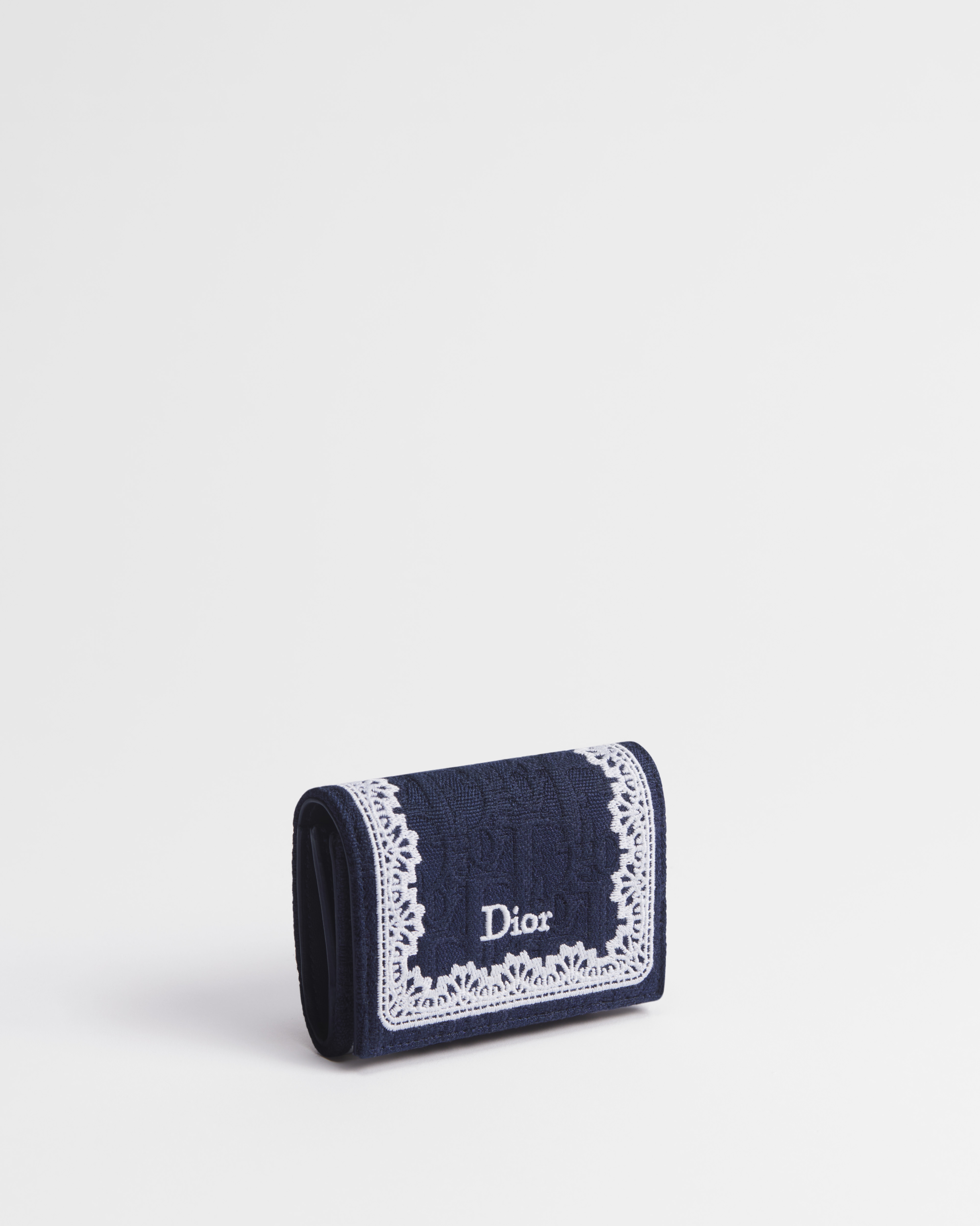 Dior Oblique Glycine Wallet Blue Dior Oblique Jacquard and White Lace E03
