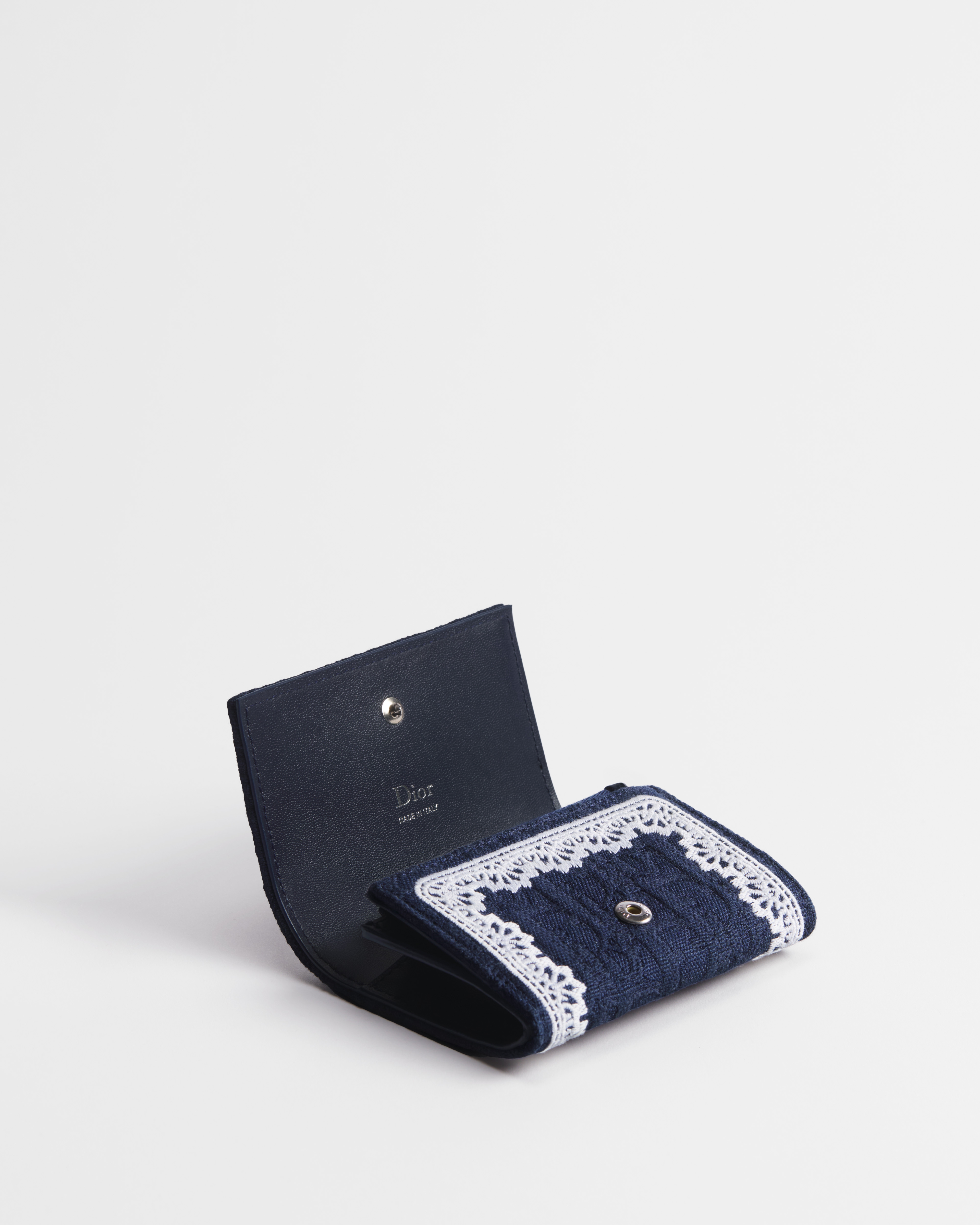 Dior Oblique Glycine Wallet Blue Dior Oblique Jacquard and White Lace E07