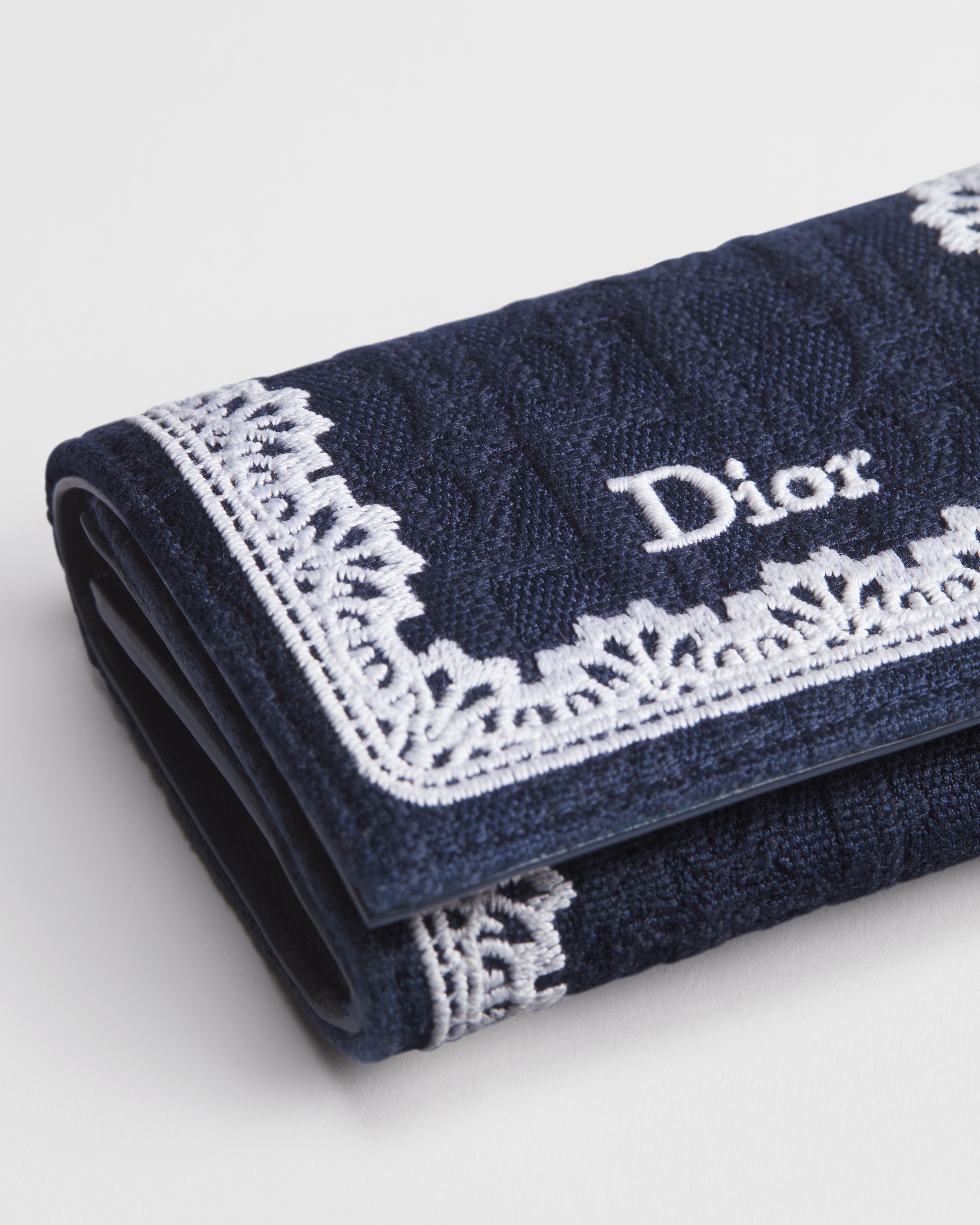 Dior Oblique Glycine Wallet Blue Dior Oblique Jacquard and White Lace E09