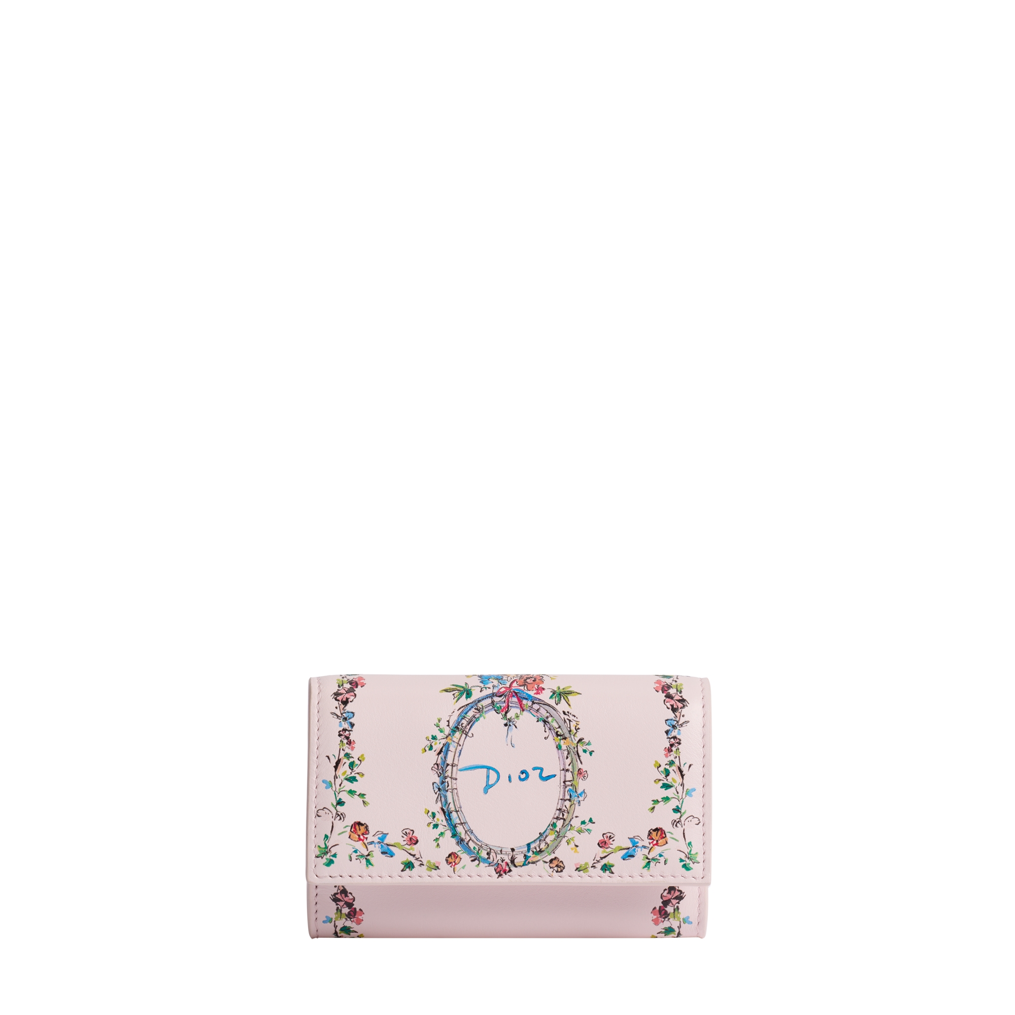 Dioriviera Dior Glycine Wallet Soupir Pink Calfskin with Multicolor Dior Arabesque Print E01