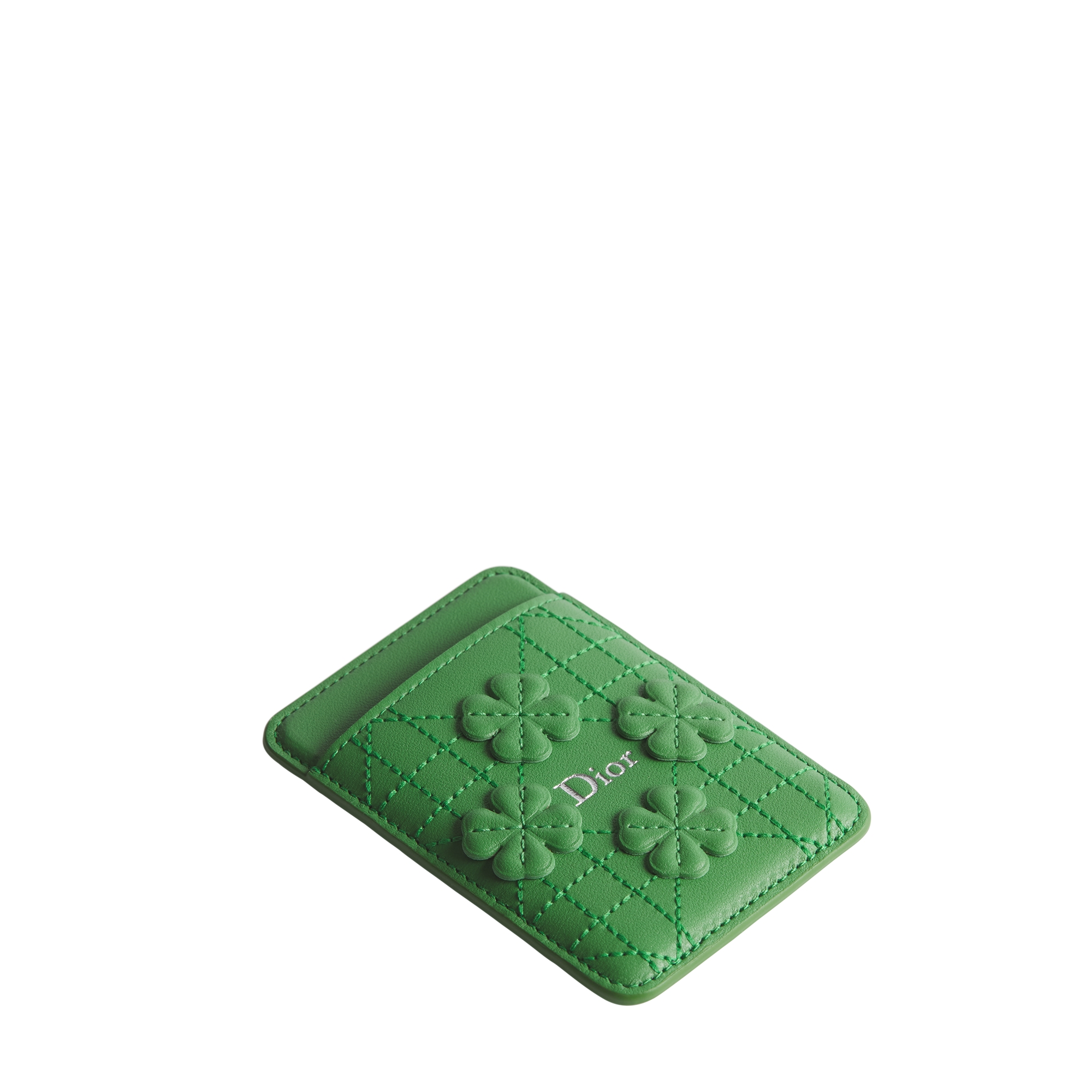Dior Jardin Magnetic Card Holder Dior Clover Embroidered Cannage Lambskin E03