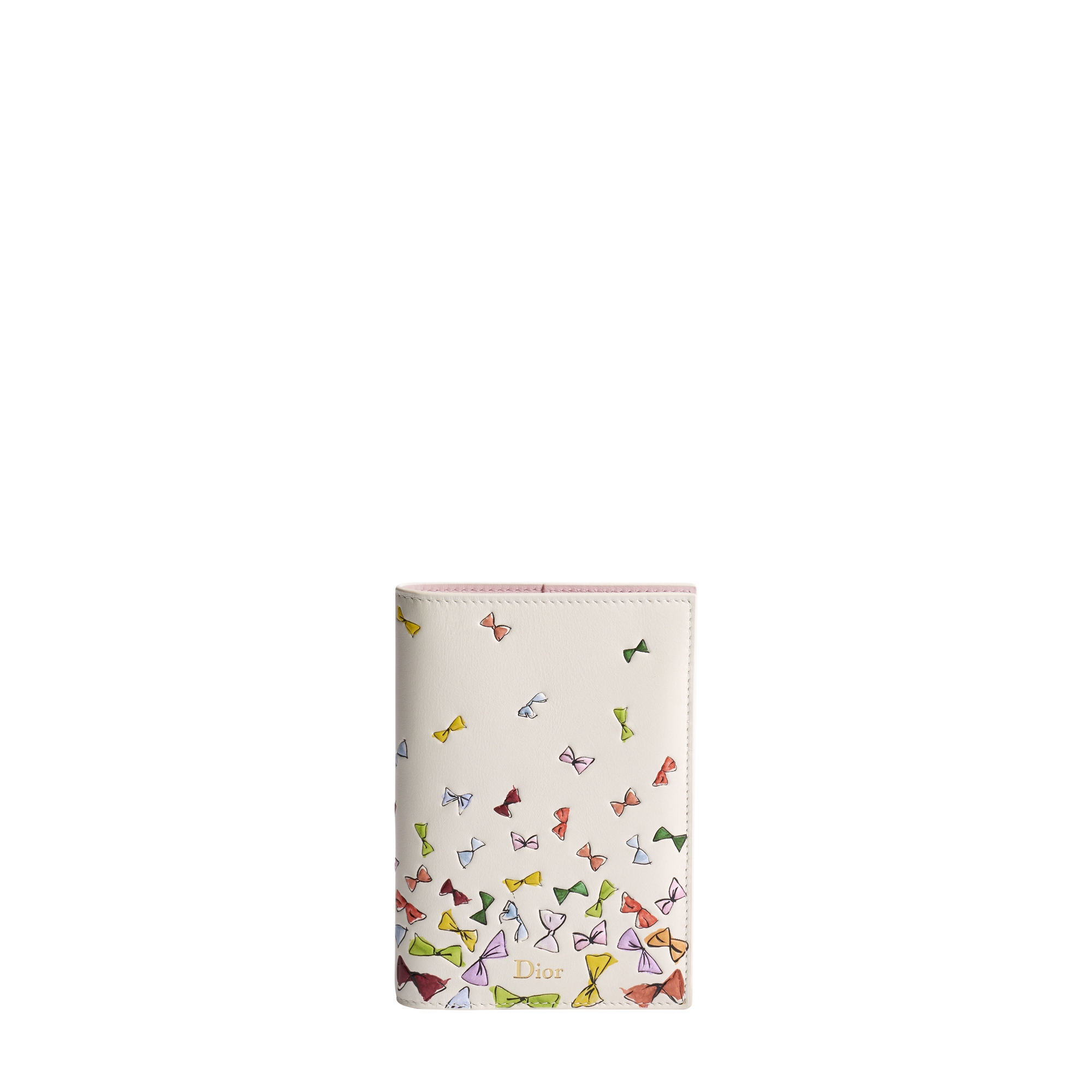 Dioriviera Dior Passport Cover Latte Calfskin with Multicolor Dior Bows Print E01