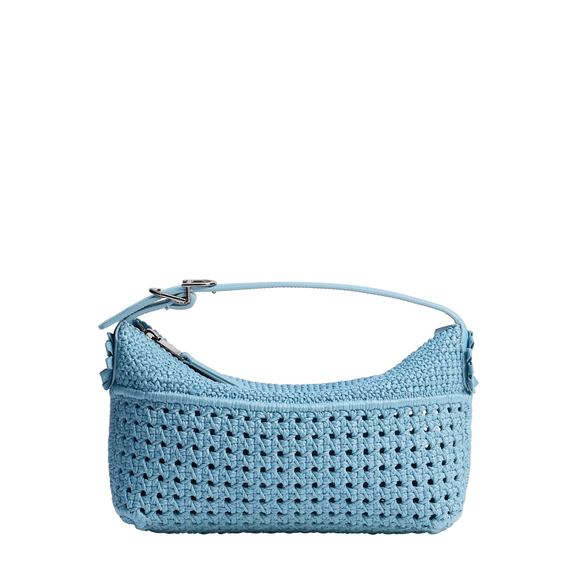 Dioriviera Nomad Pouch Blue Woven Raffia-Effect Technical Fabric