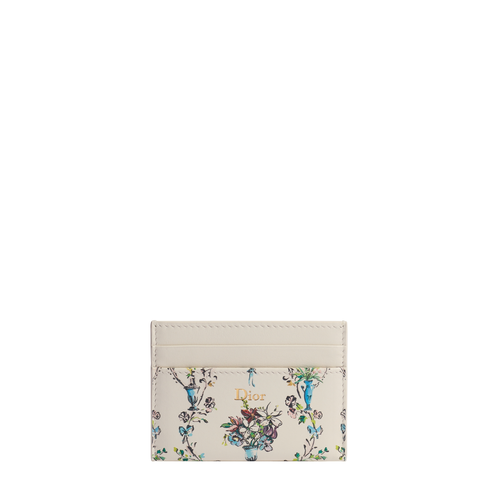 Dioriviera Dior Freesia Card Holder Latte Calfskin with Multicolor Dior Arabesque Print E01