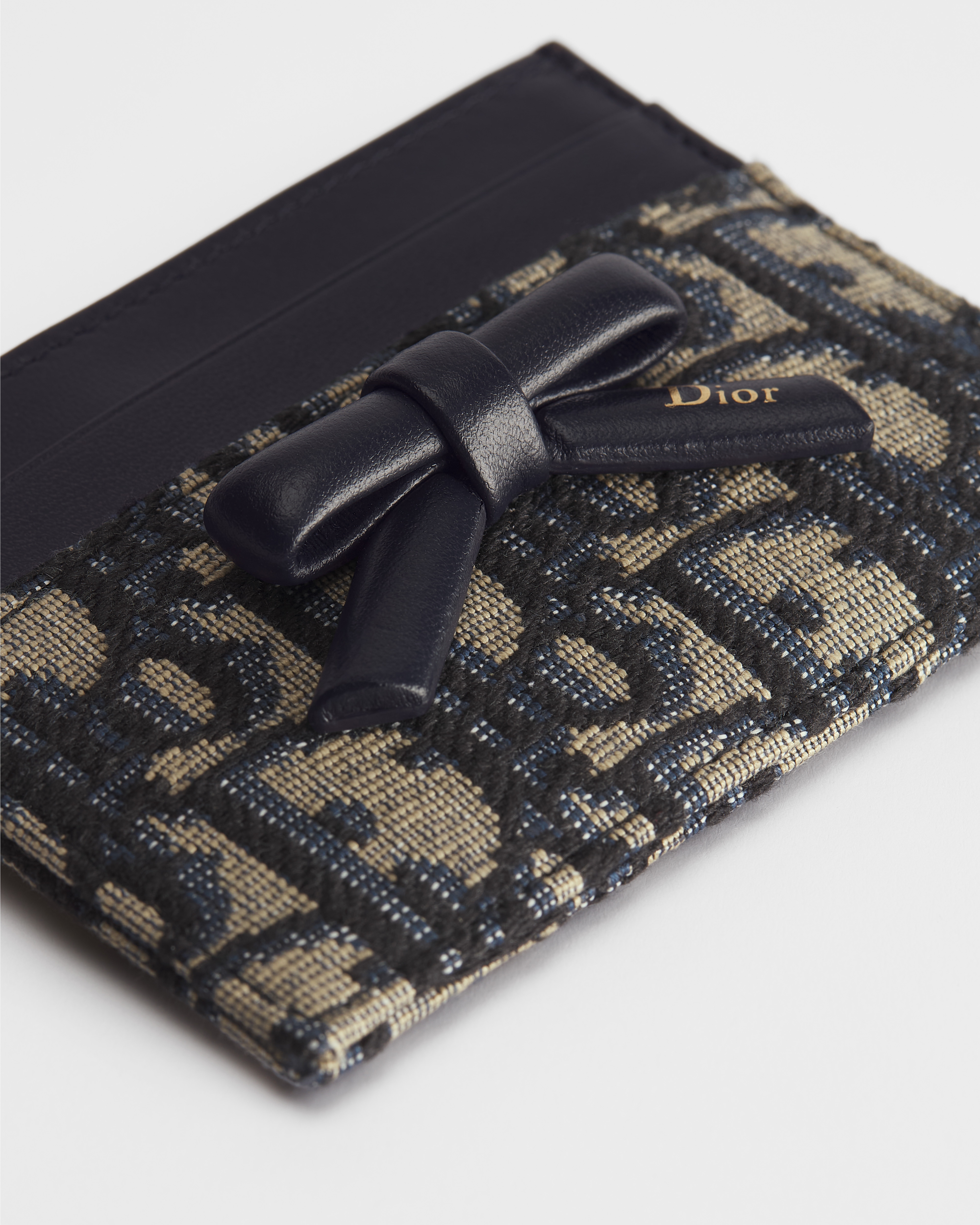 Dior Oblique Bow Freesia Card Holder Blue Dior Oblique Jacquard E09