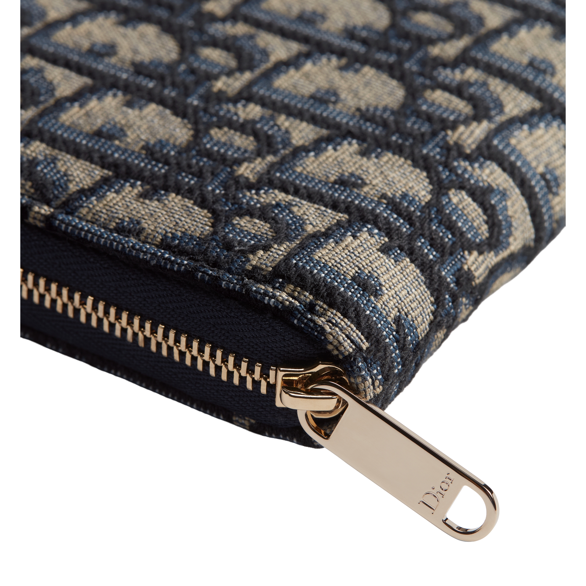 Dior Oblique Bow Voyageur Slim Wallet Blue Dior Oblique Jacquard E09