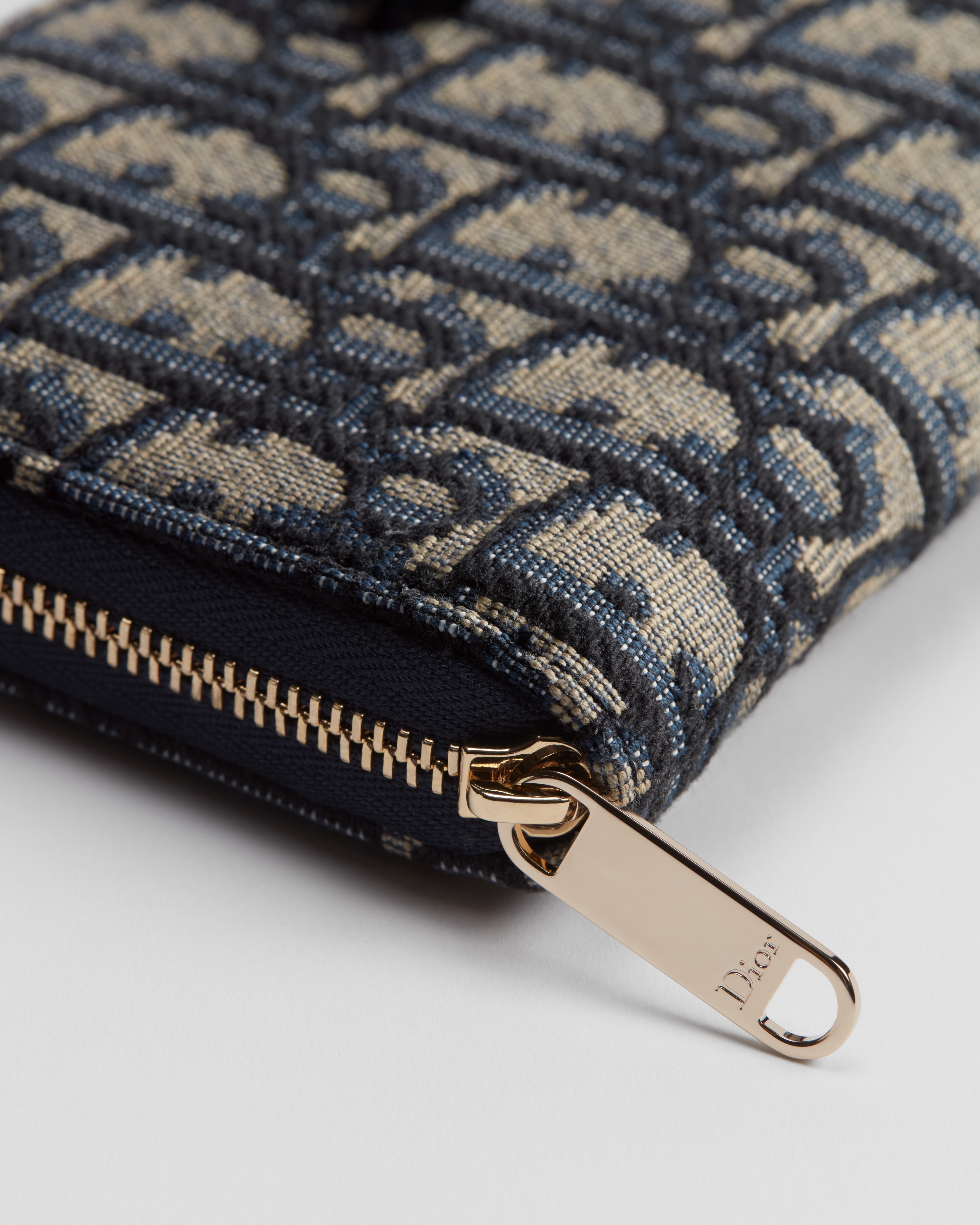 Dior Oblique Bow Voyageur Slim Wallet Blue Dior Oblique Jacquard E09