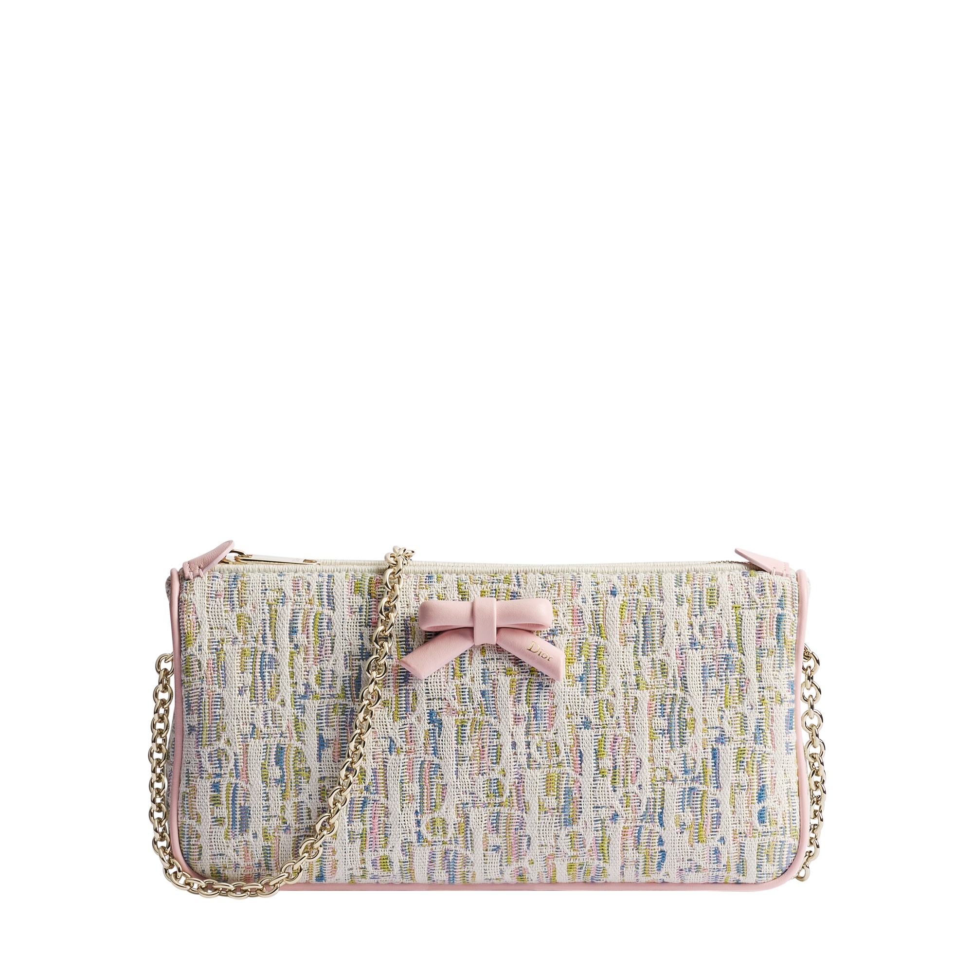Dior Promenade Pouch with Chain Multicolor Dior Oblique Pastel Jacquard E01