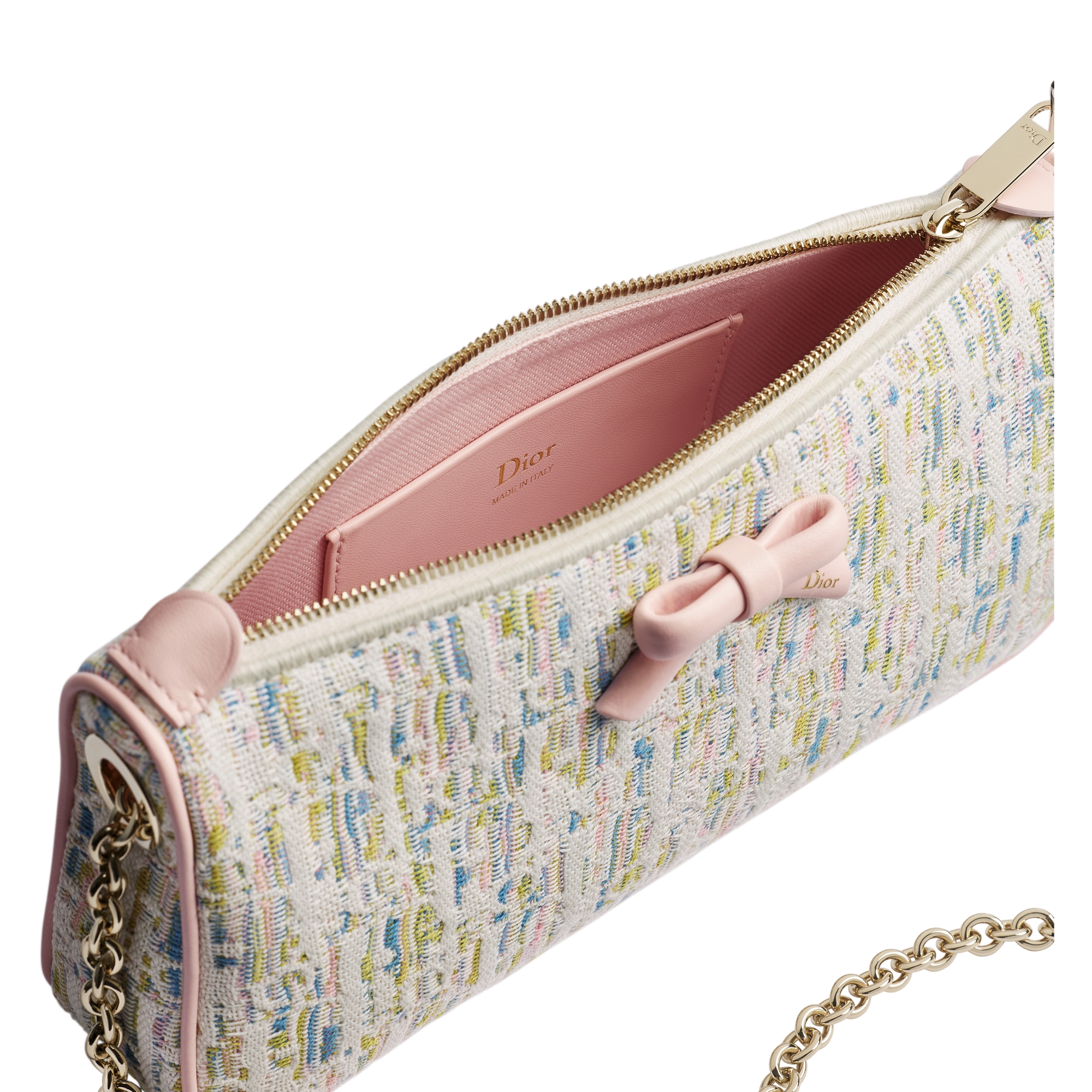 Dior Promenade Pouch with Chain Multicolor Dior Oblique Pastel Jacquard E06