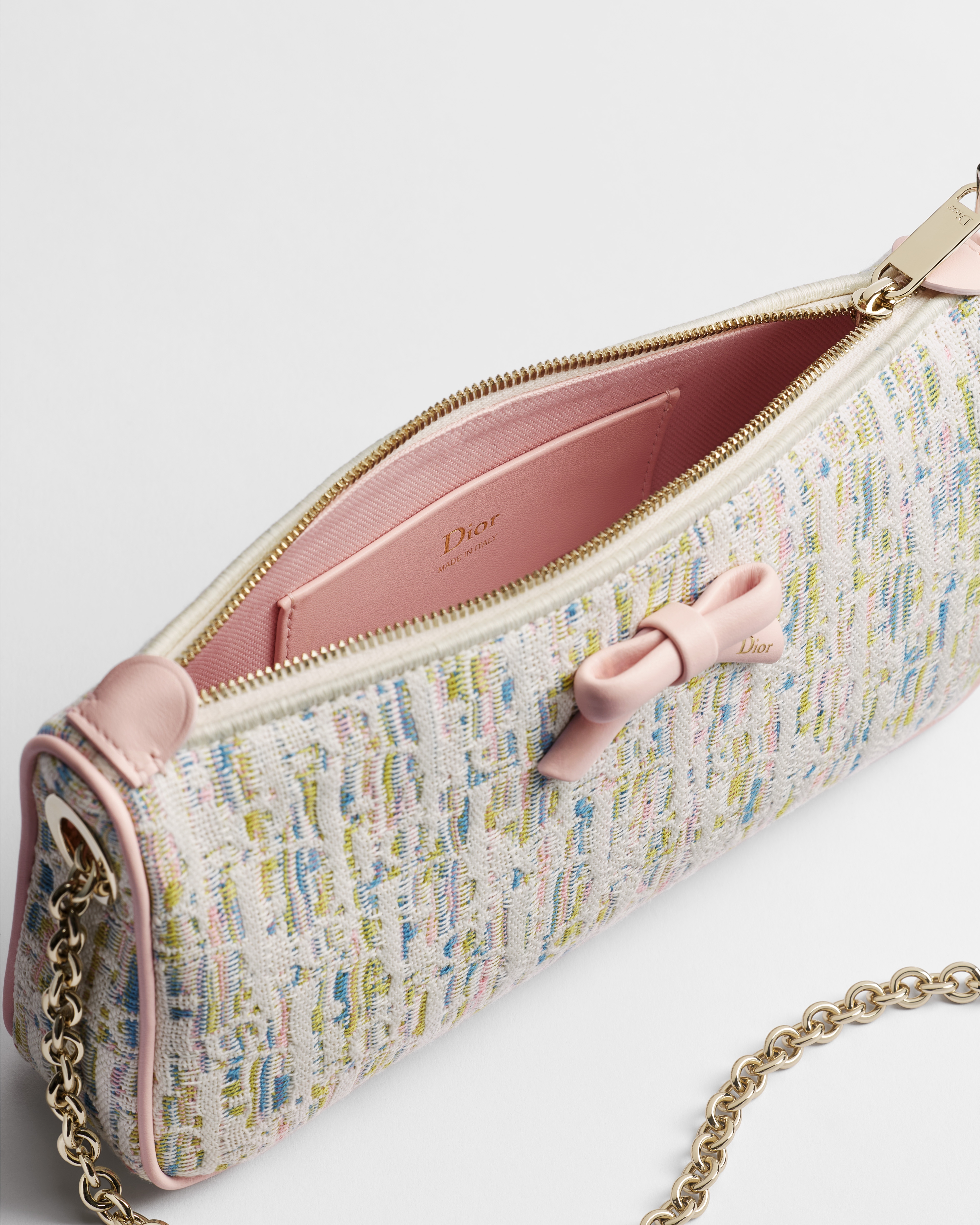 Dior Promenade Pouch with Chain Multicolor Dior Oblique Pastel Jacquard E06