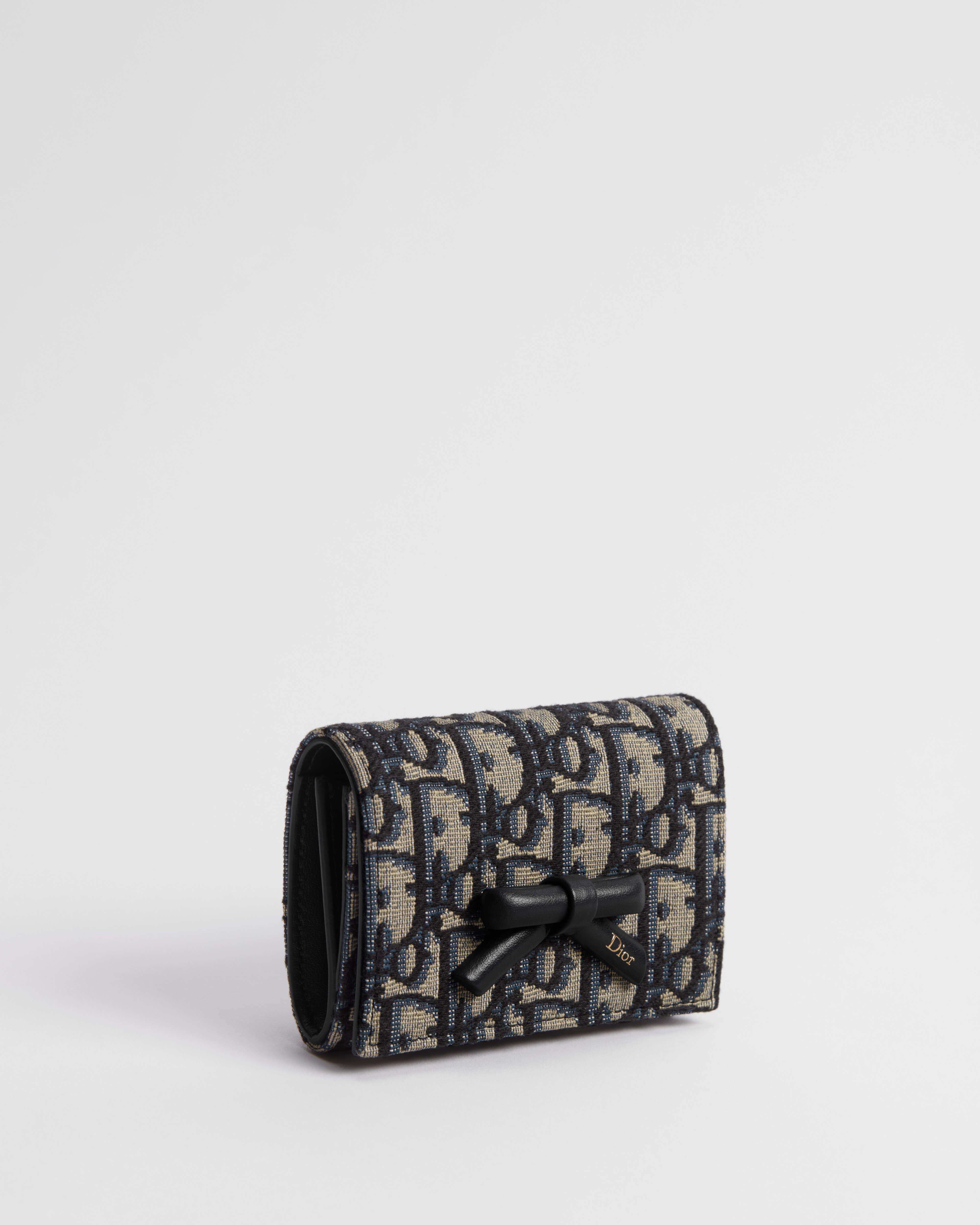 Dior Oblique Bow Glycine Wallet Blue Dior Oblique Jacquard E03