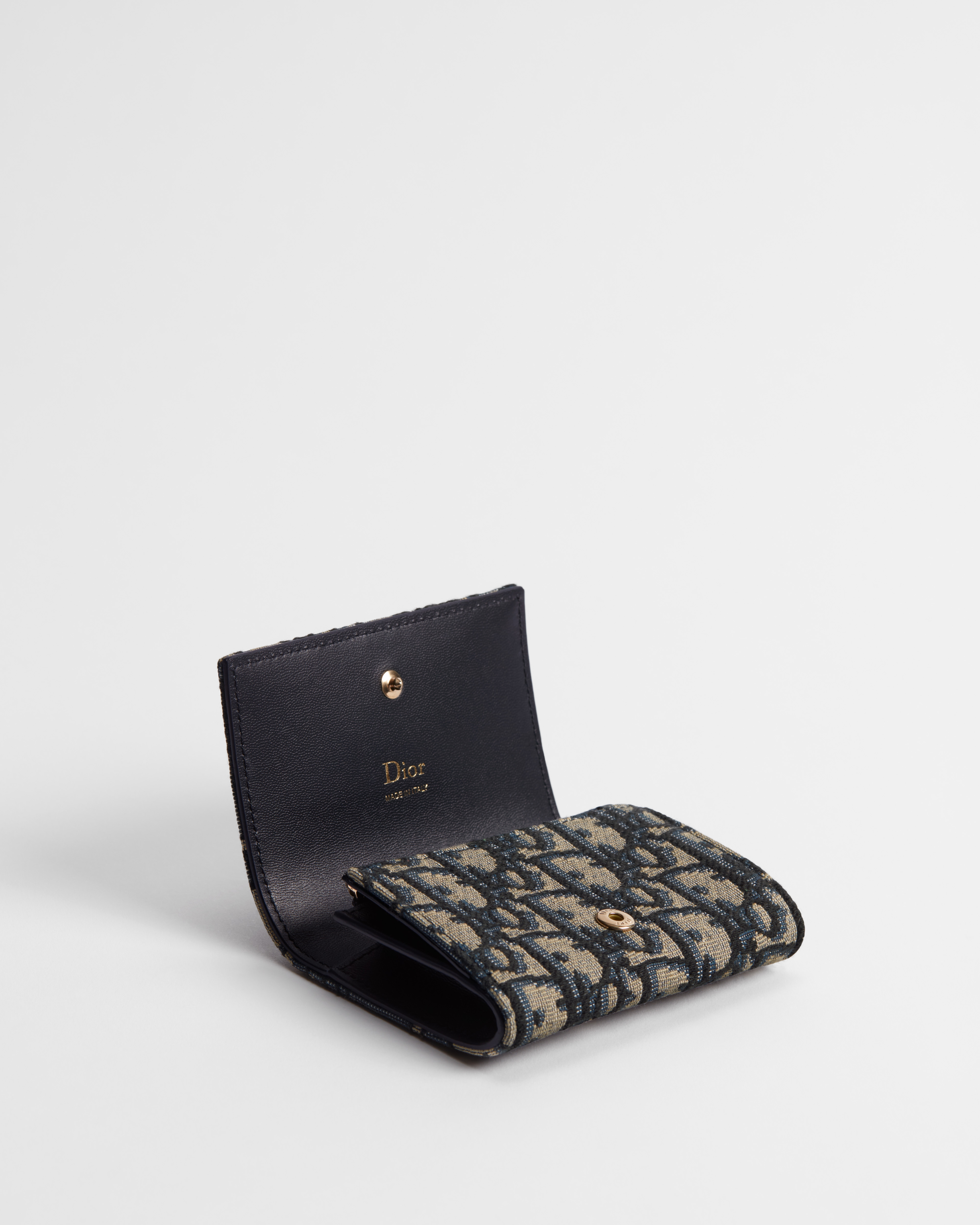 Dior Oblique Bow Glycine Wallet Blue Dior Oblique Jacquard E07