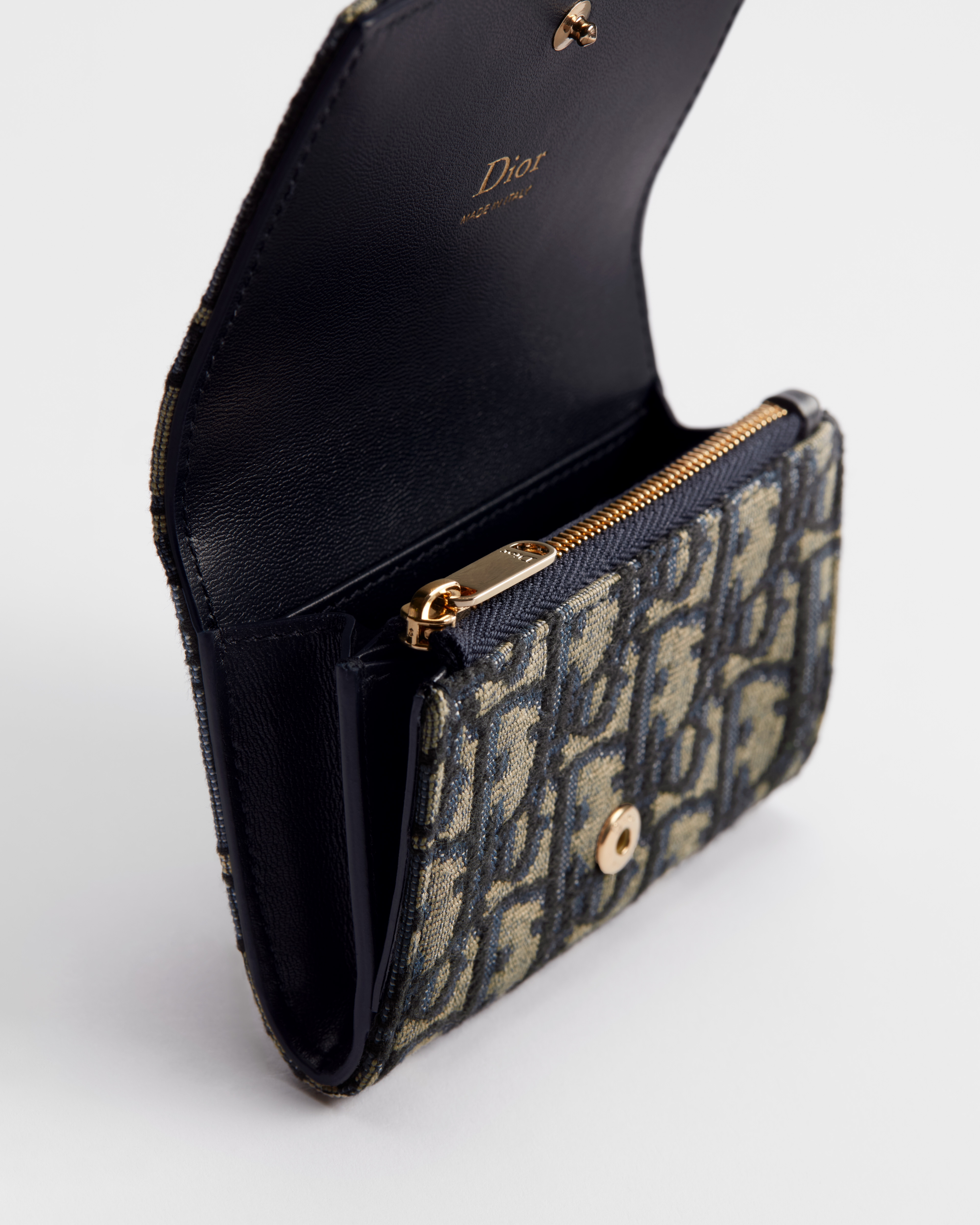 Dior Oblique Bow Glycine Portemonnaie Dior Oblique Jacquard in Blau E09