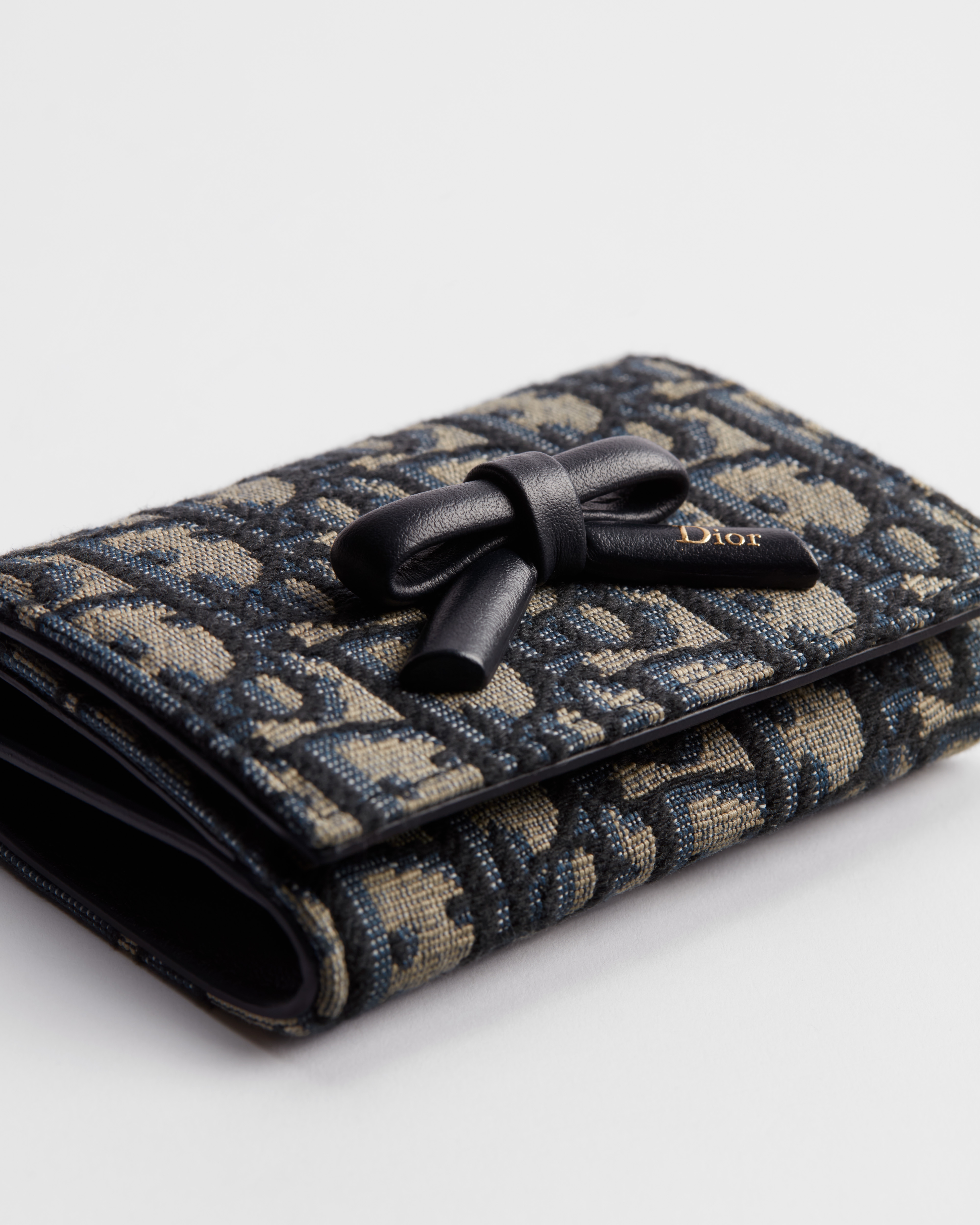 Dior Oblique Bow Glycine Portemonnaie Dior Oblique Jacquard in Blau E10