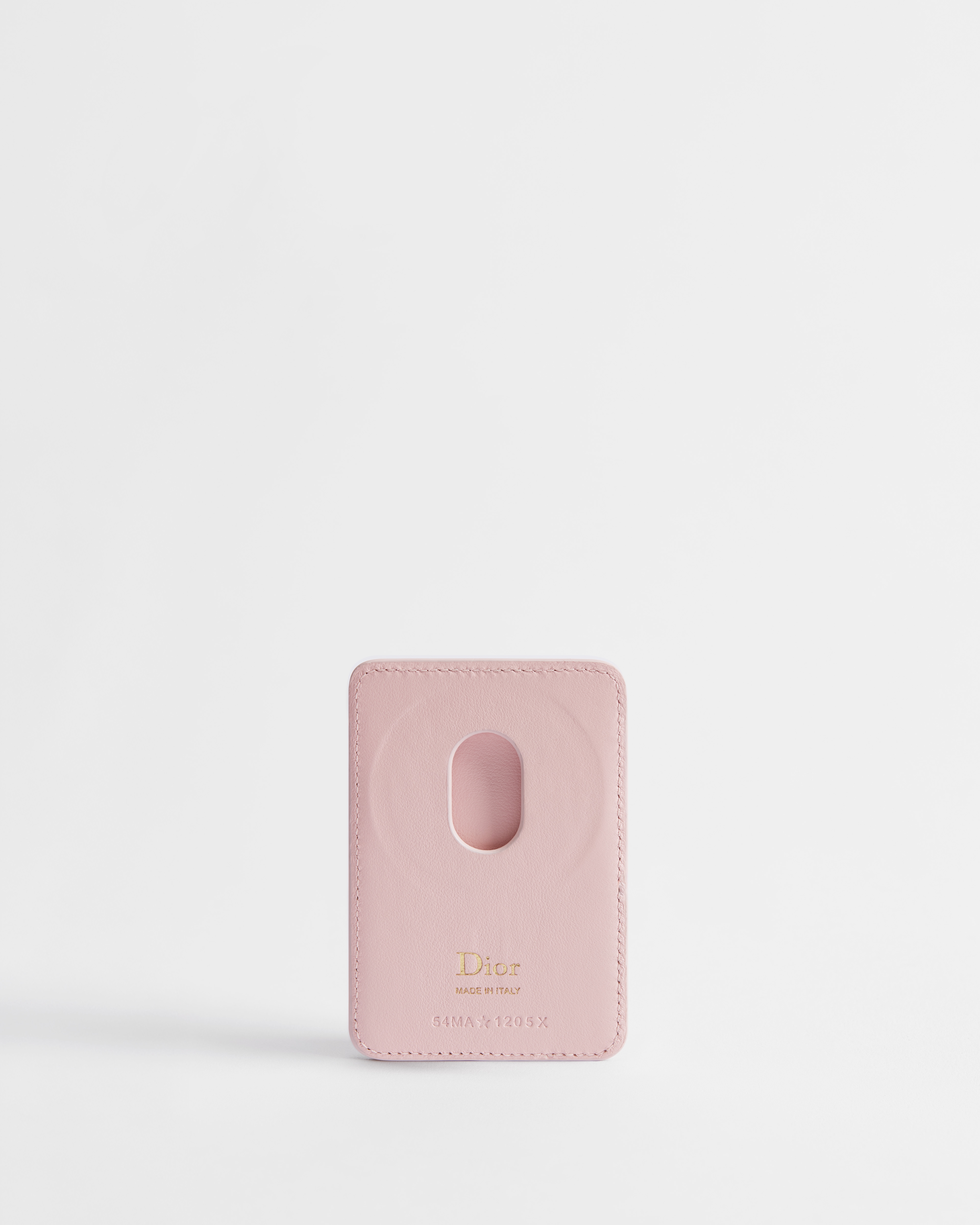 Magnetisches Lady Dior Kartenetui Cannage Lammleder in Rose Soupir E08