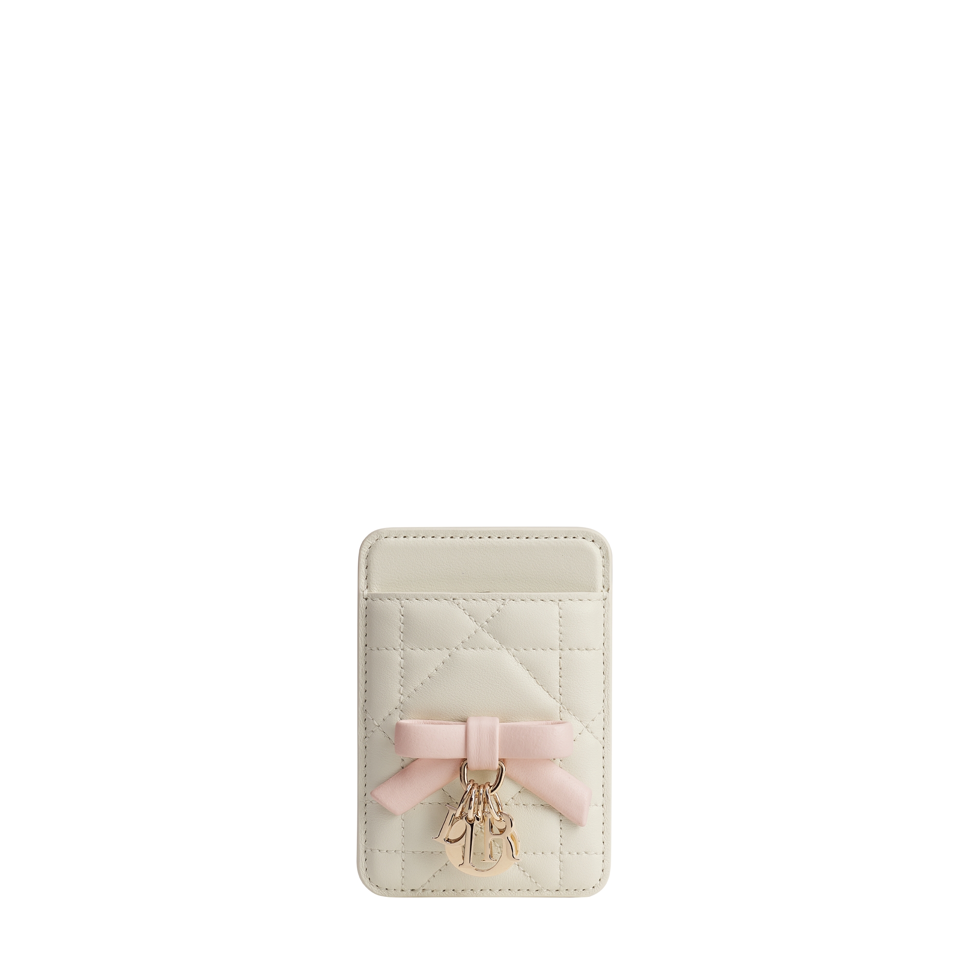 Dior Qixi Lady Dior Magnetic Card Holder Two-Tone Latte and Ballet Pink Cannage Lambskin E01