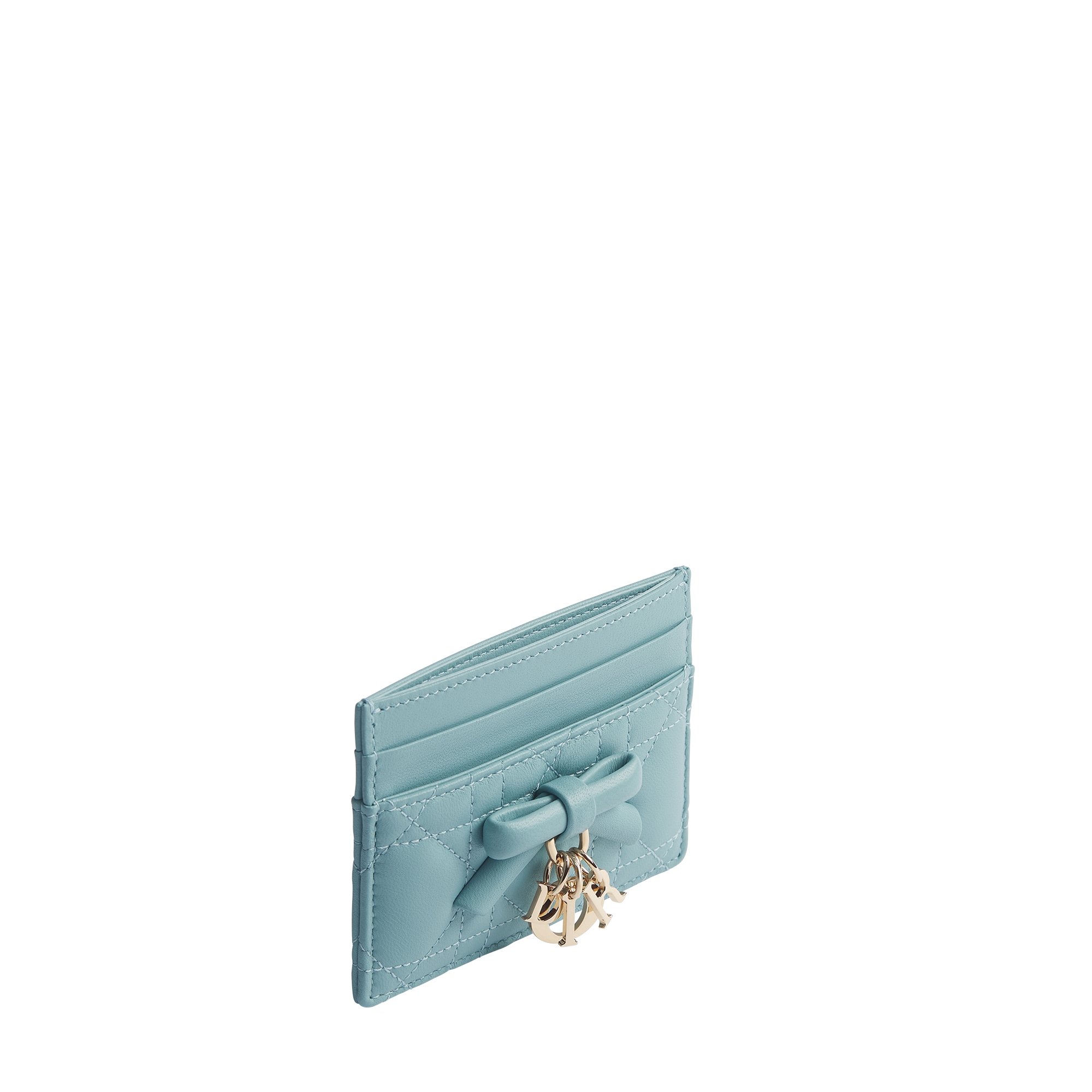 Lady Dior Freesia Card Holder Bleu Tourmaline Cannage Lambskin E03