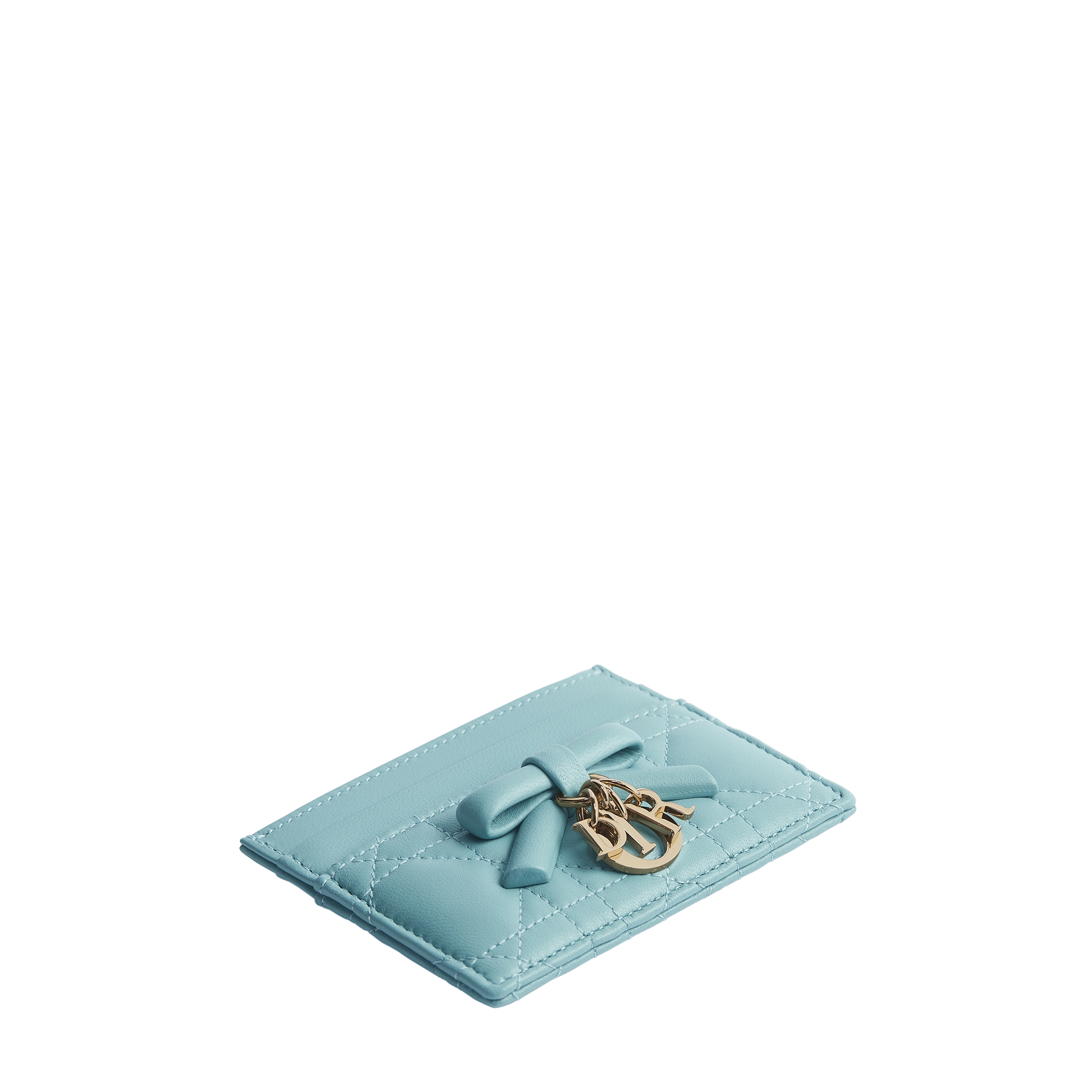 Lady Dior Freesia Card Holder Bleu Tourmaline Cannage Lambskin E06