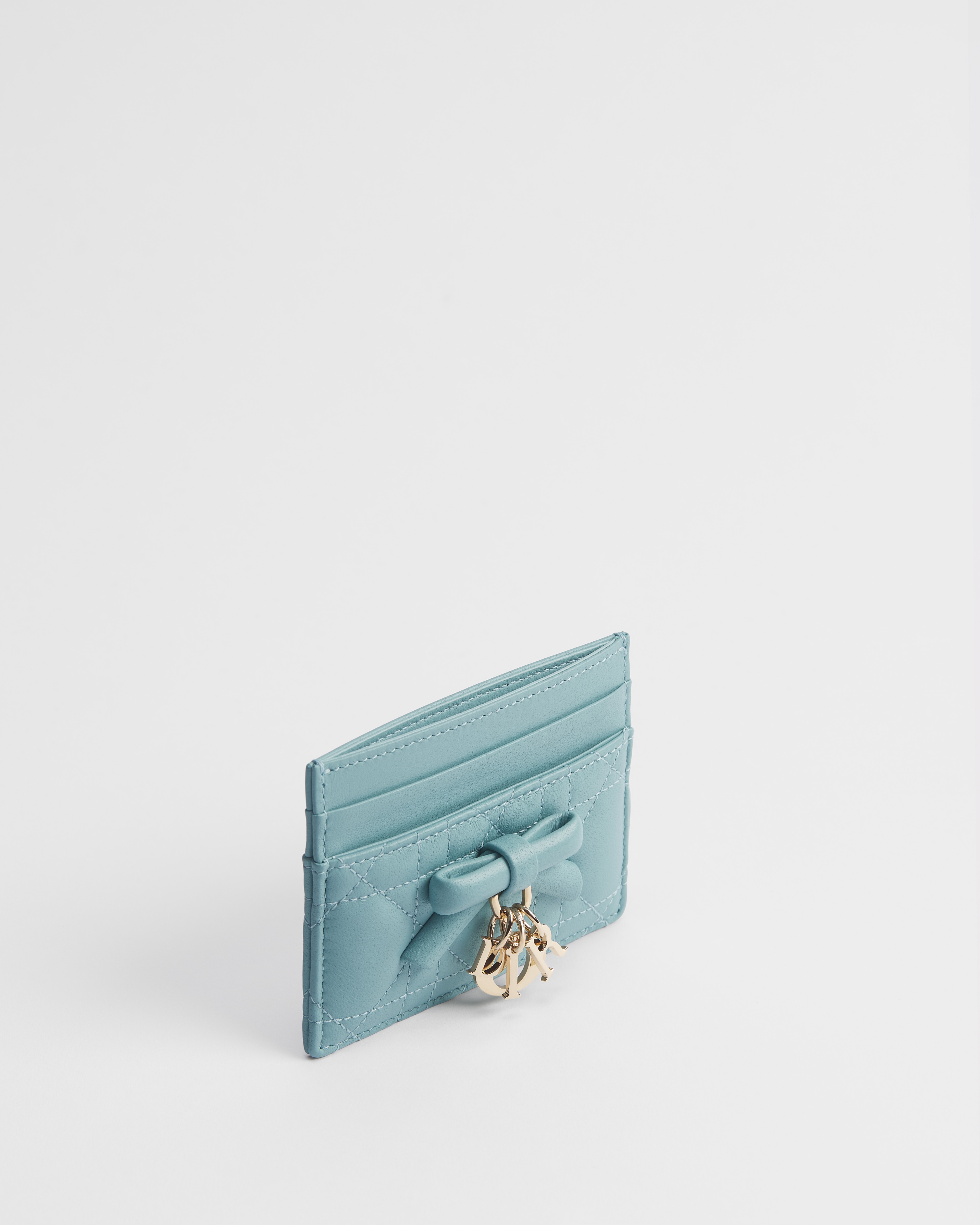 Lady Dior Freesia 카드 지갑 투르말린 블루 까나쥬 양가죽 E03