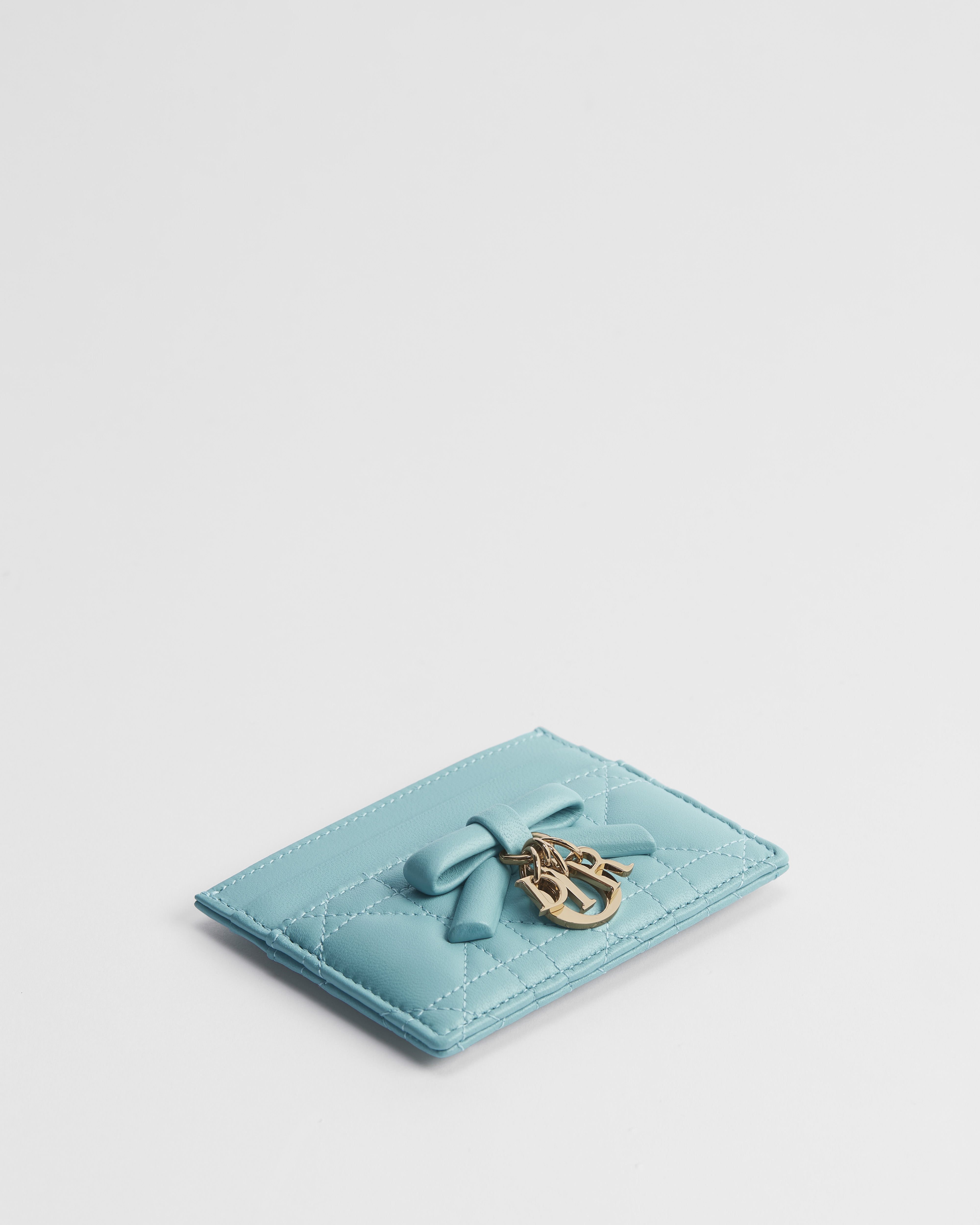 Lady Dior Freesia 카드 지갑 투르말린 블루 까나쥬 양가죽 E06