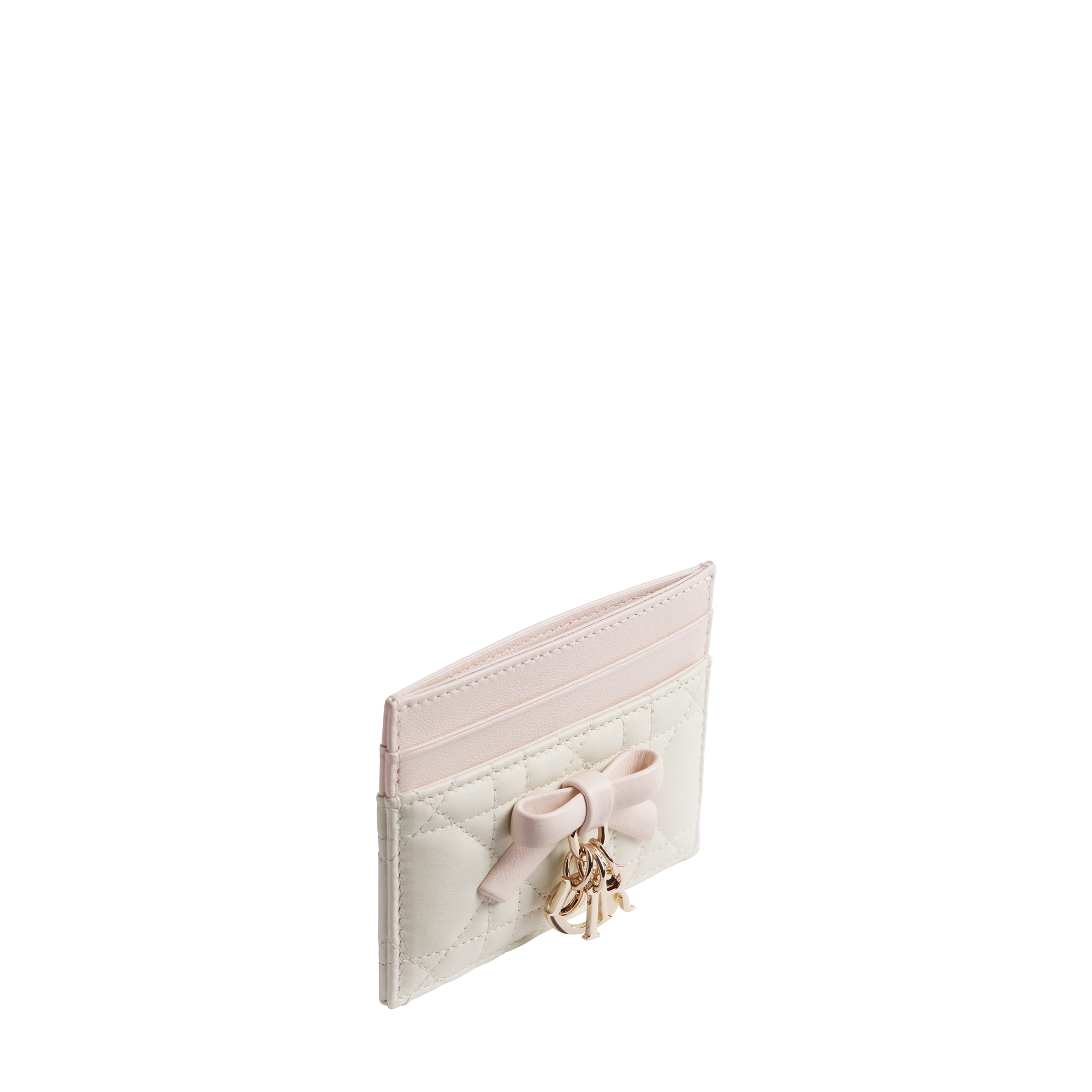 Dior Qixi Lady Dior Freesia Card Holder Two-Tone Latte and Ballet Pink Cannage Lambskin E06