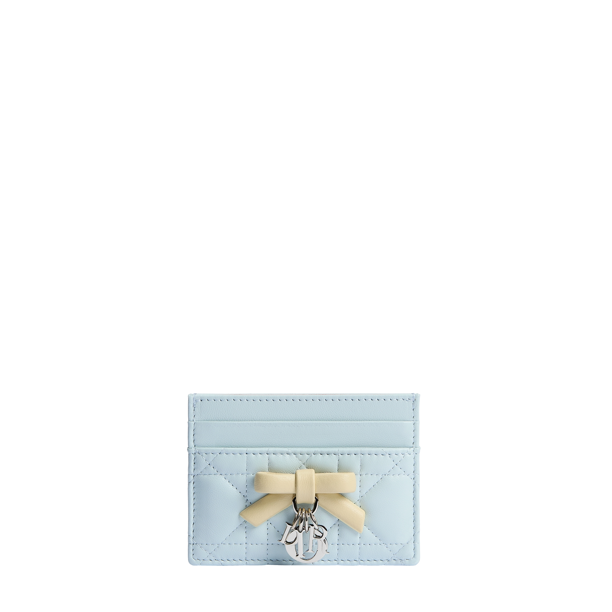 Lady Dior Freesia Card Holder Three-Tone Ice Blue, Vanilla and Soupir Pink Cannage Lambskin E01
