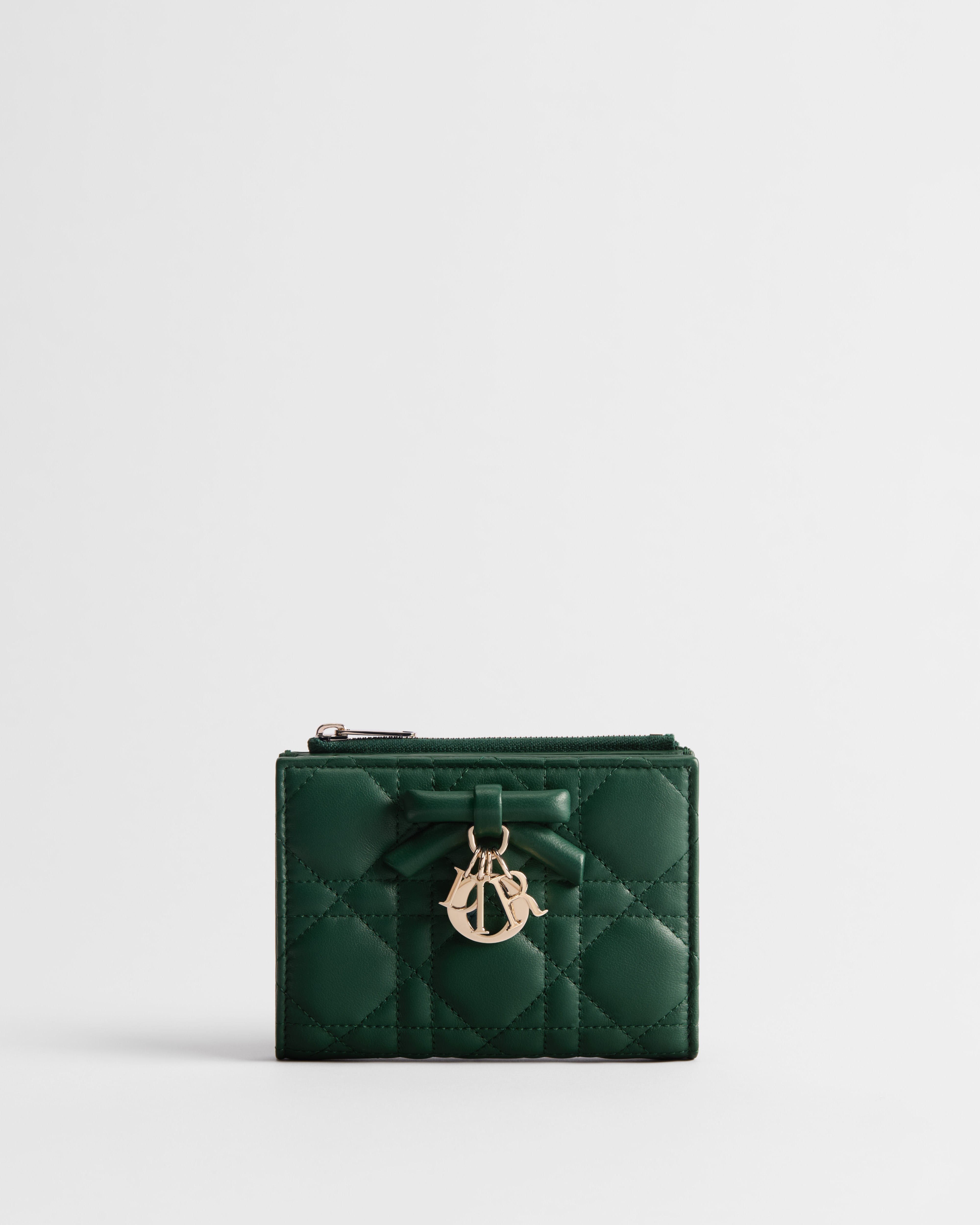 Lady Dior Dahlia Wallet Evergreen Cannage Lambskin E01