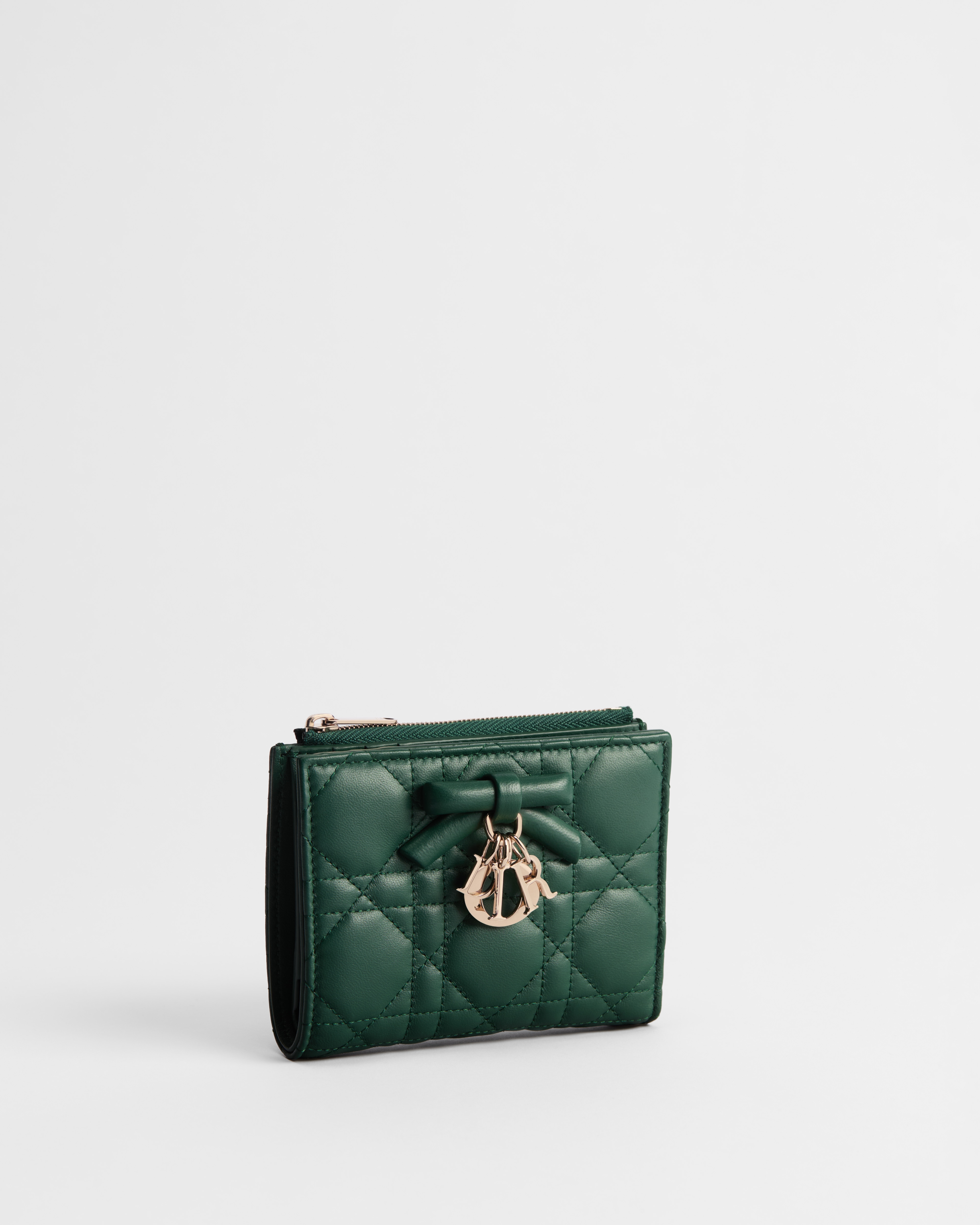 Lady Dior Dahlia Wallet Evergreen Cannage Lambskin E03
