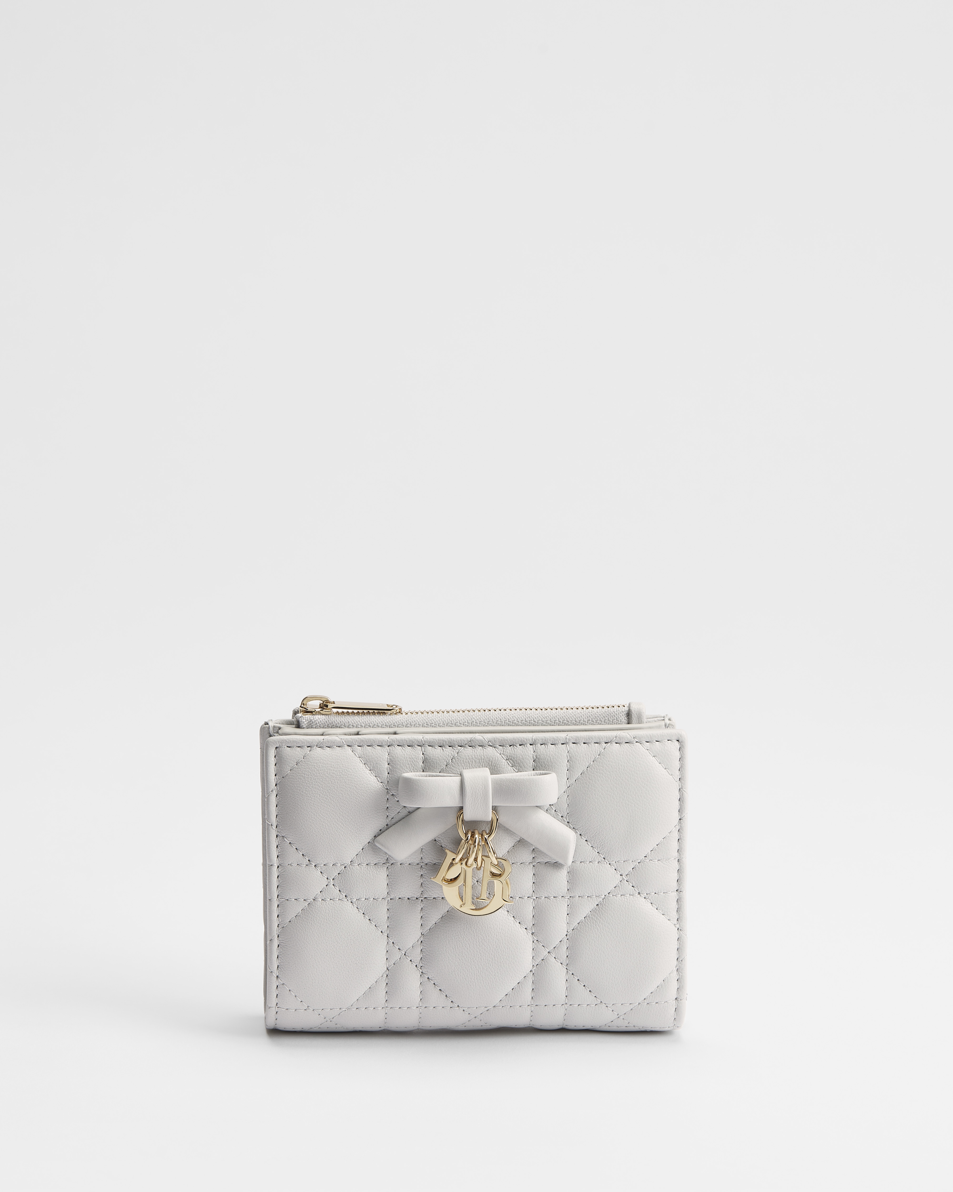 Lady Dior Dahlia Wallet Gris Pietro Cannage Lambskin E01