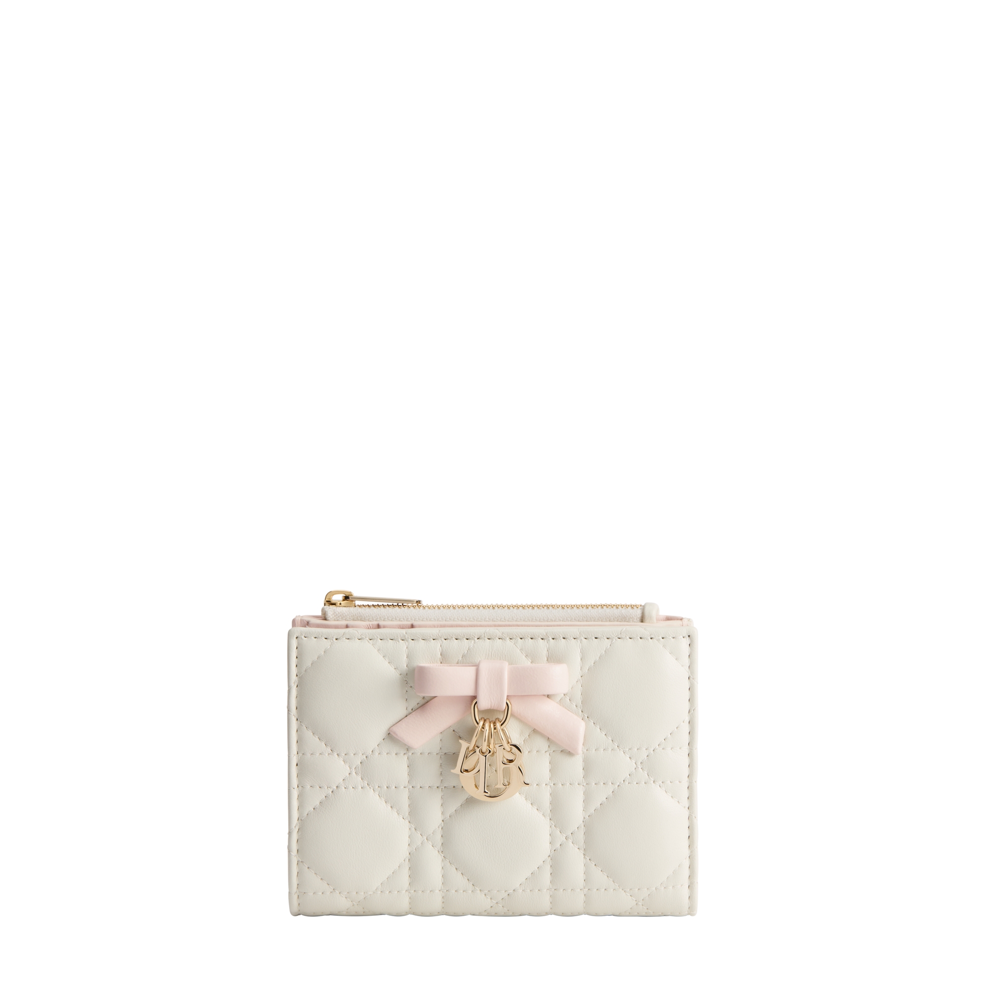 Dior Qixi Lady Dior Dahlia Wallet Two-Tone Latte and Ballet Pink Cannage Lambskin E01