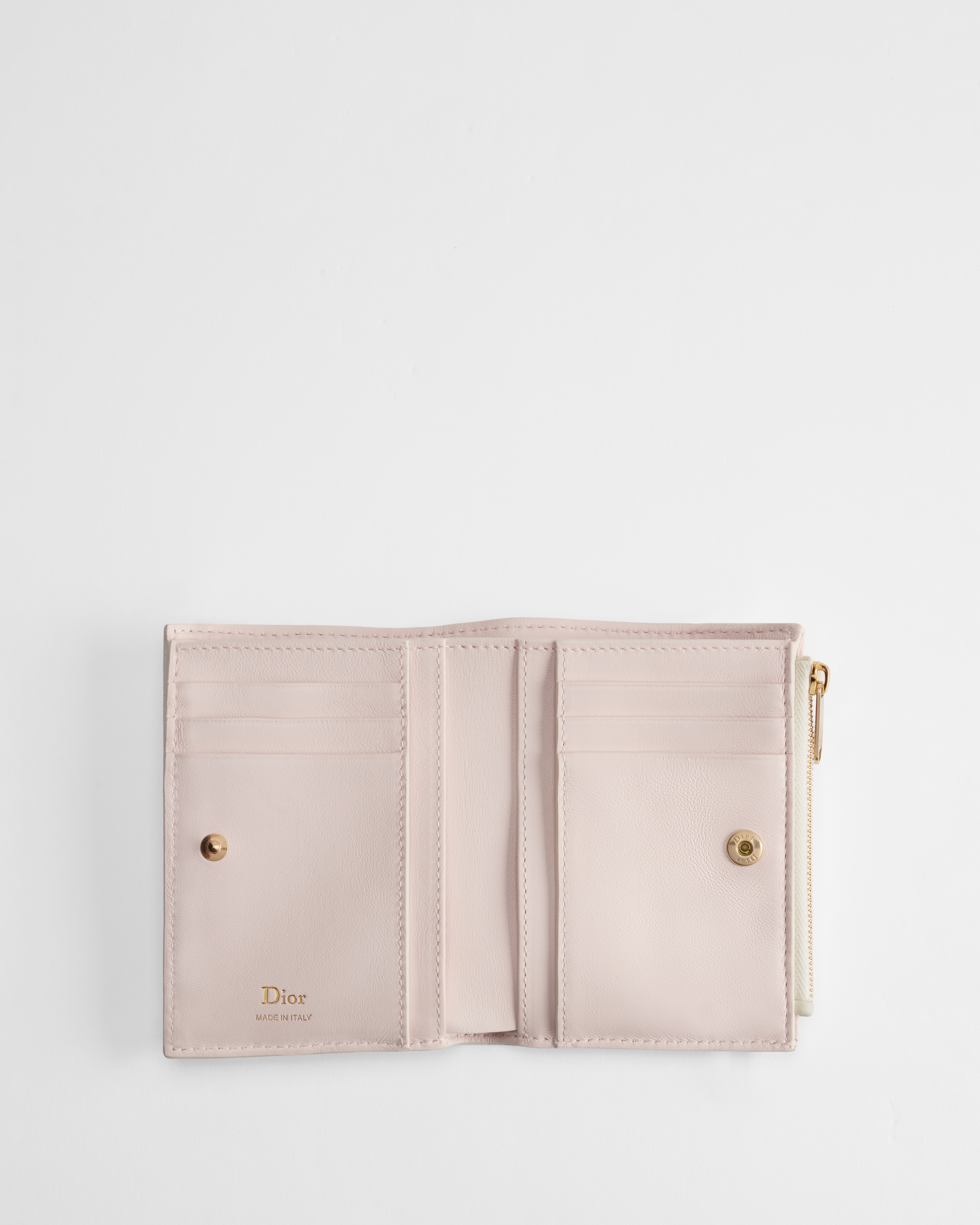 Dior Qixi Lady Dior Dahlia Wallet Two-Tone Latte and Ballet Pink Cannage Lambskin E07