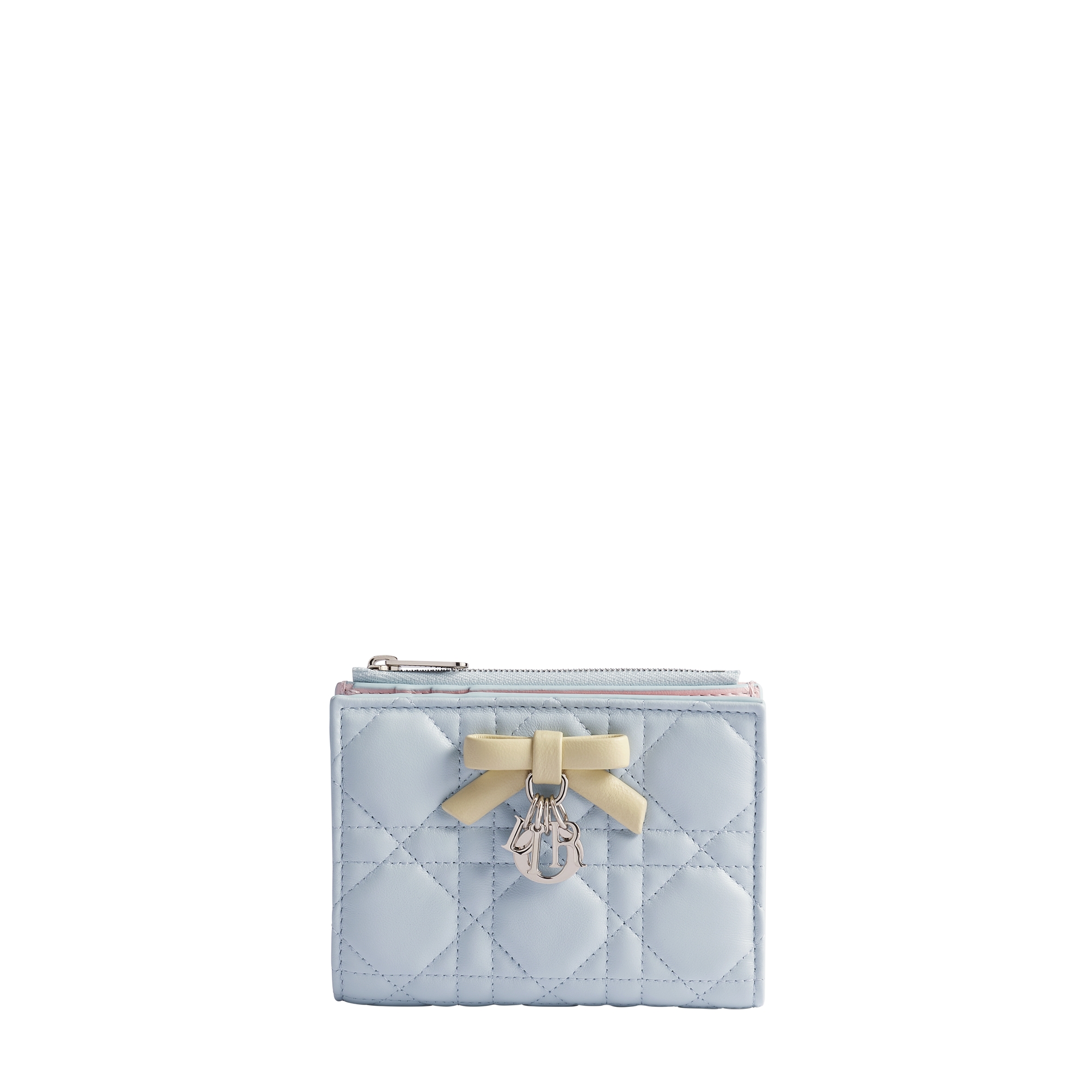 Lady Dior Dahlia Wallet Three-Tone Ice Blue, Vanilla and Soupir