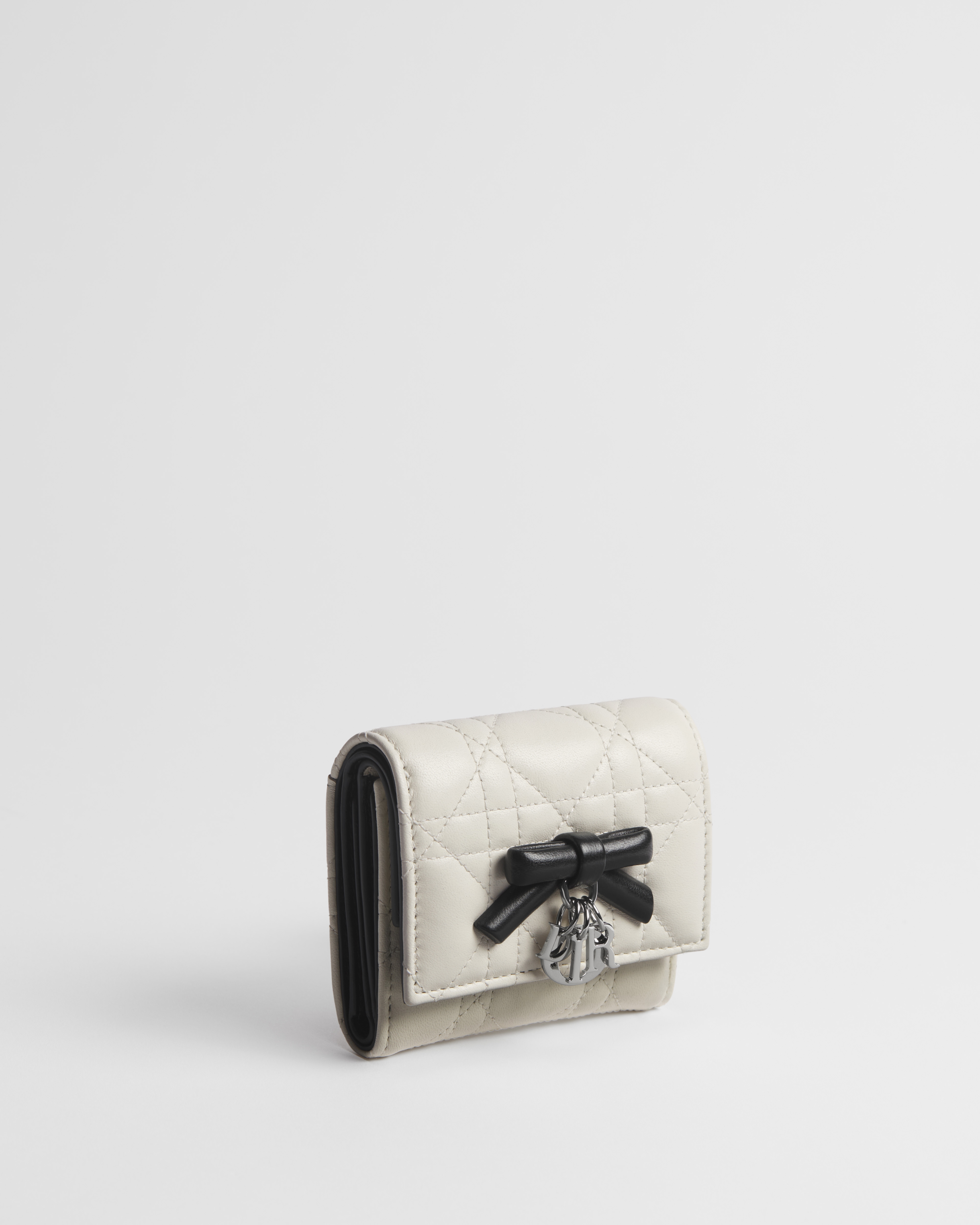 Lady Dior Lotus Wallet Two-Tone Latte and Black Cannage Lambskin E03