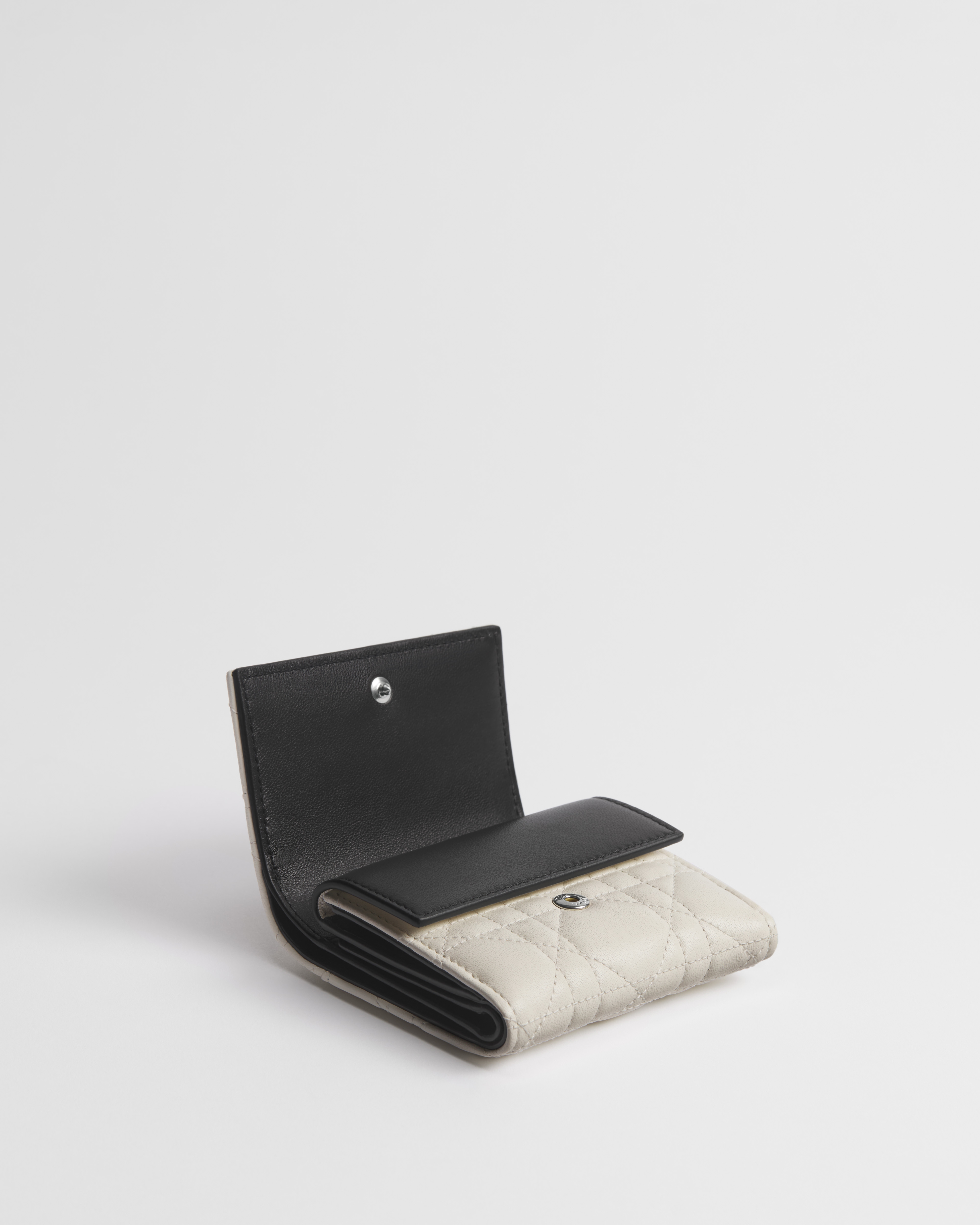 Lady Dior Lotus Wallet Two-Tone Latte and Black Cannage Lambskin E07