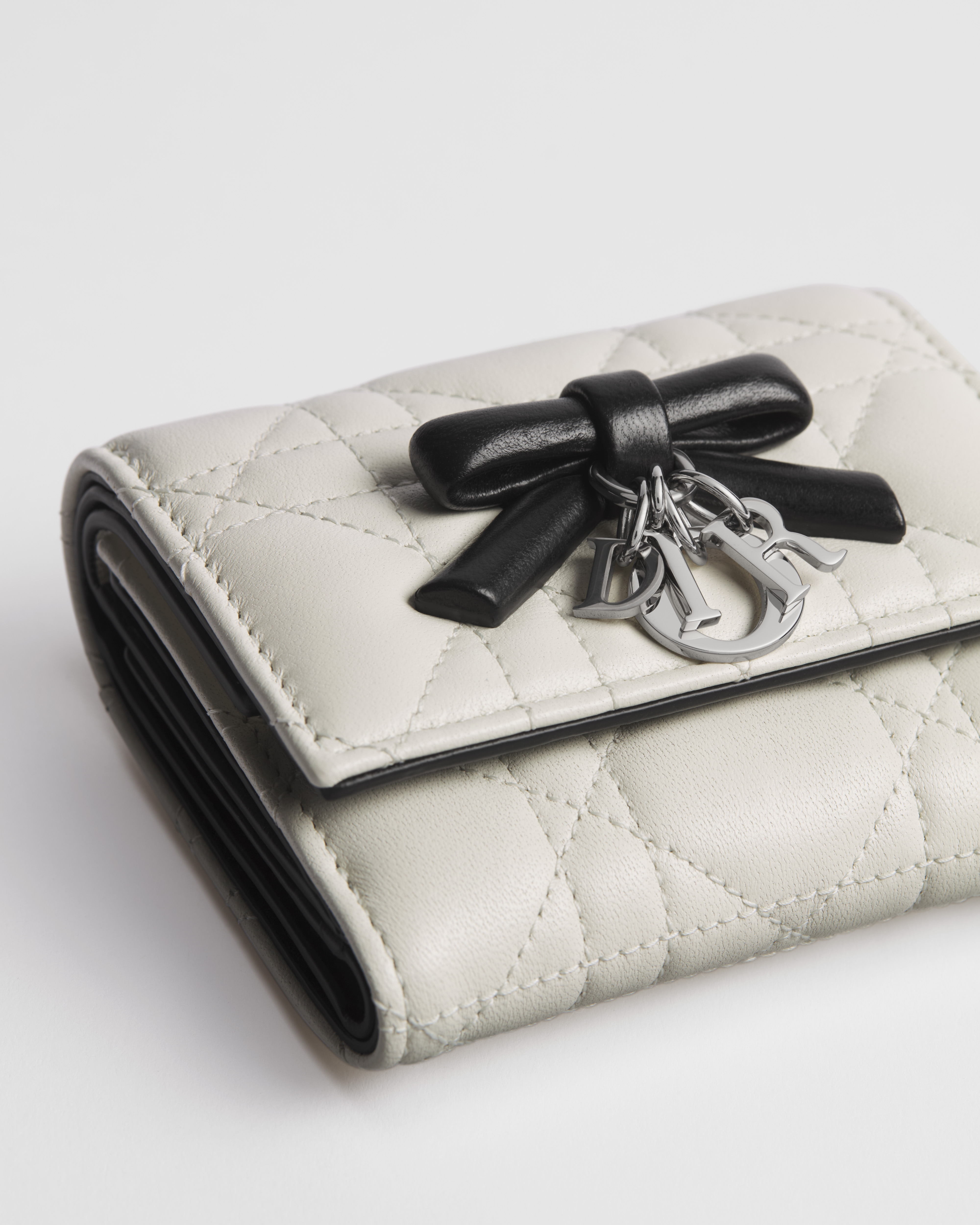 Lady Dior Lotus Wallet Two-Tone Latte and Black Cannage Lambskin E09