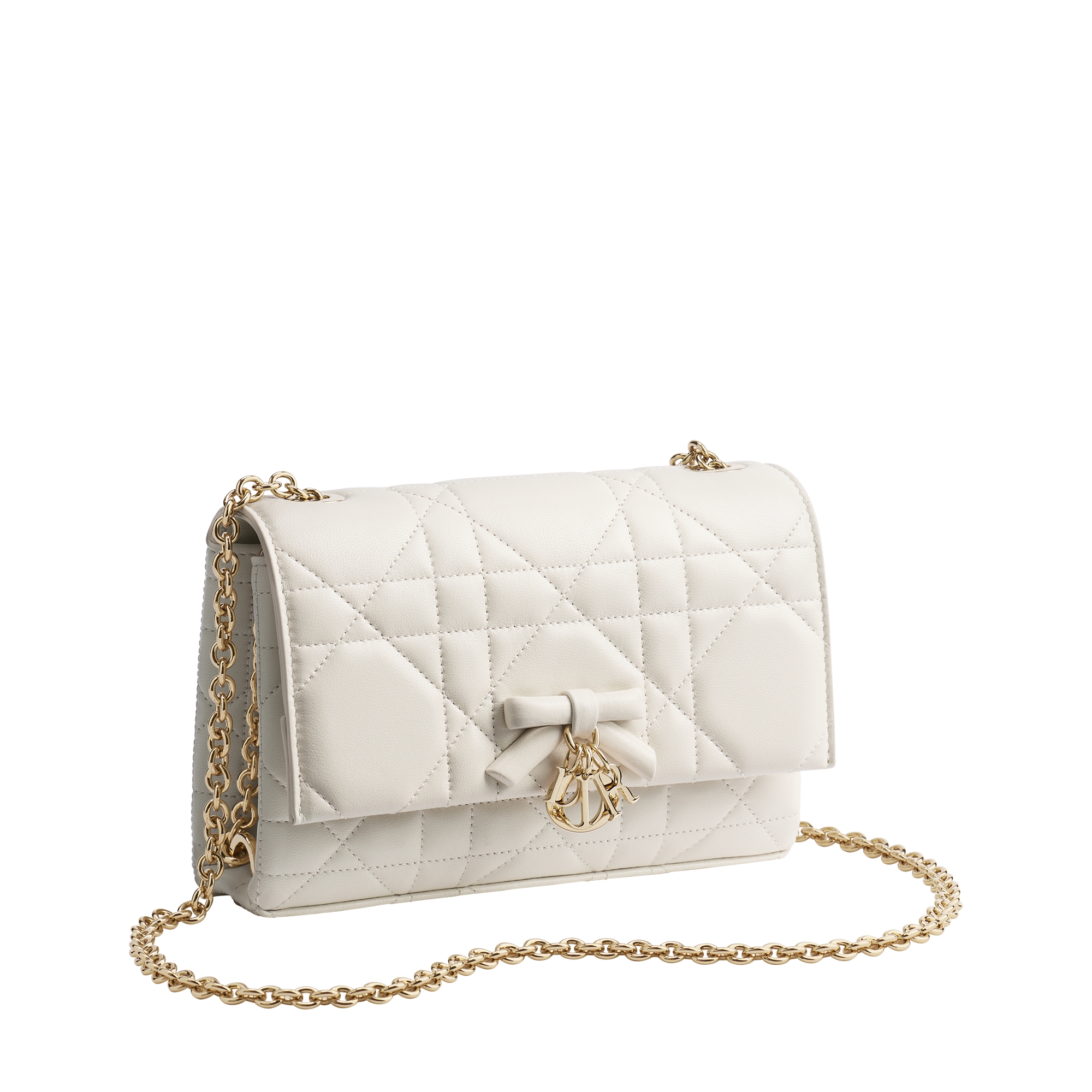Mini Bag with Chain Latte Macrocannage Lambskin | DIOR